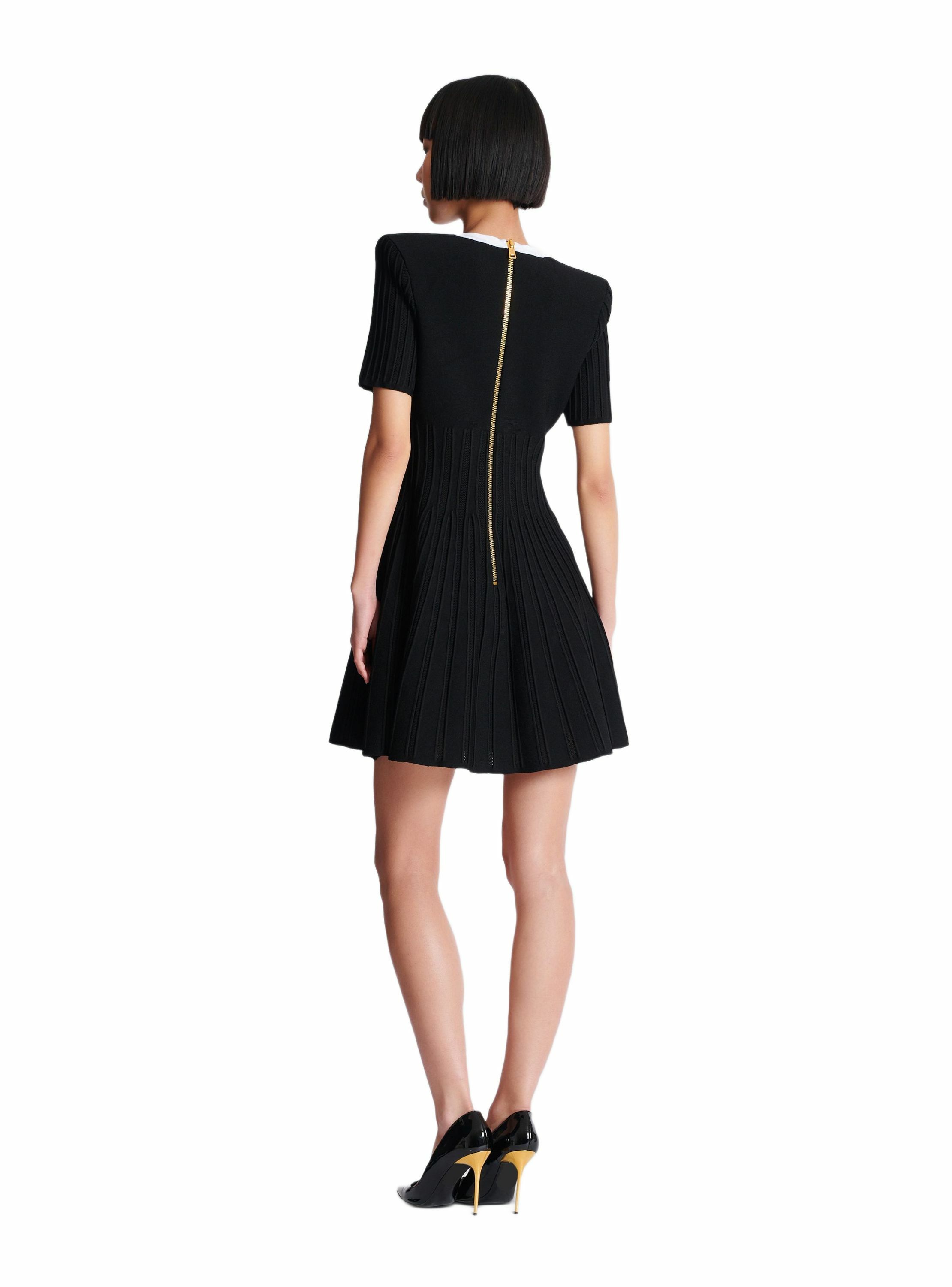 Robe bicolore évasée en maille BALMAIN Noir