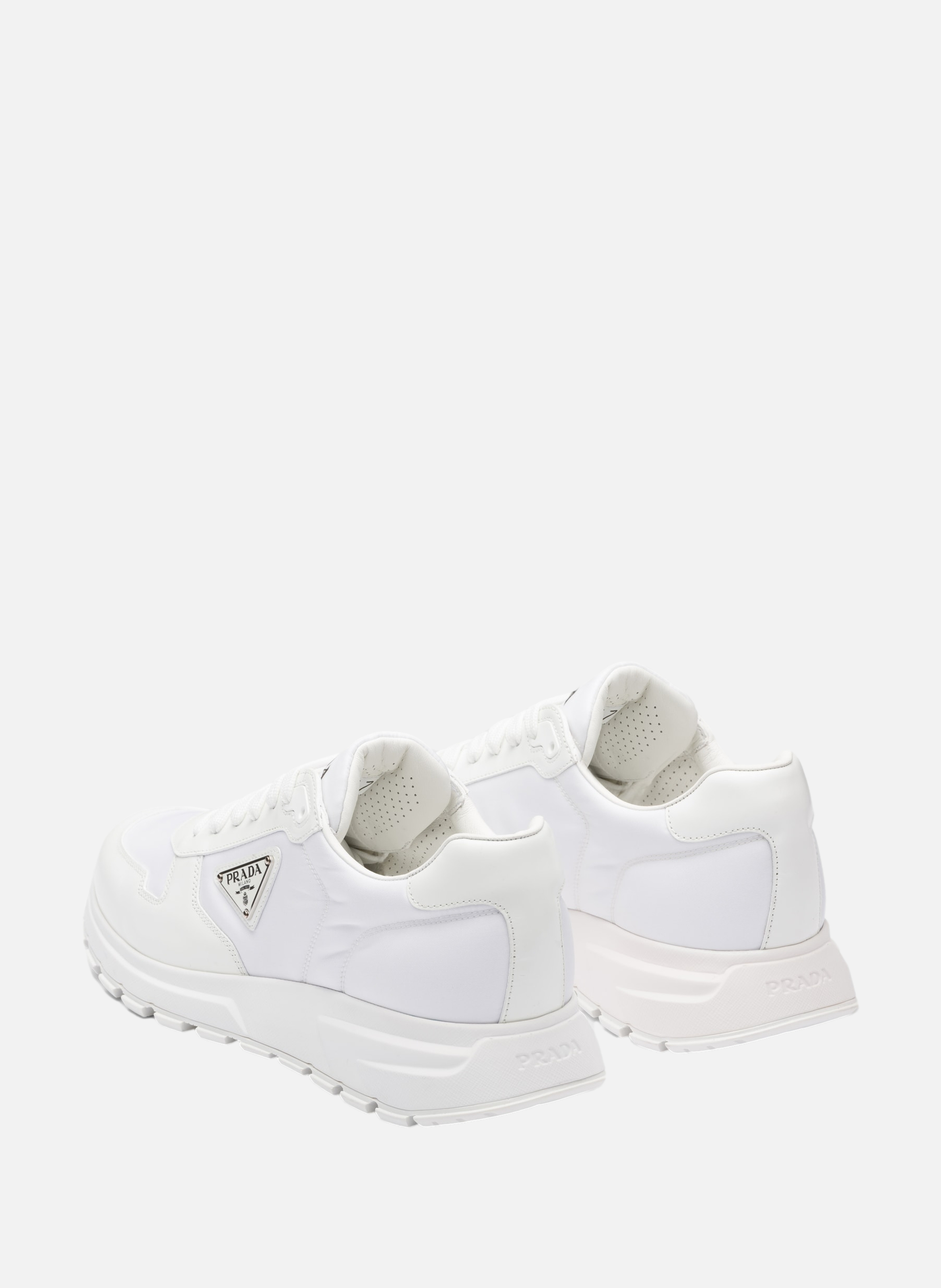Sneakers prax 01 en cuir brossé et re-nylon PRADA Blanc