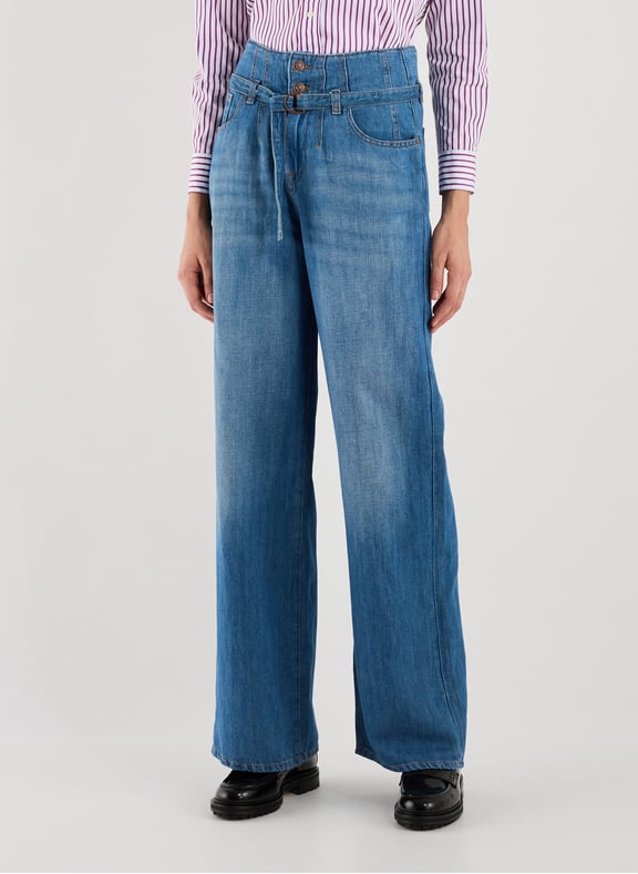 Wide leg jeans in cotton and linen Blue by 7 FOR ALL MANKIND 7 FOR ALL MANKIND Wide leg jeans in cotton and linen Blue