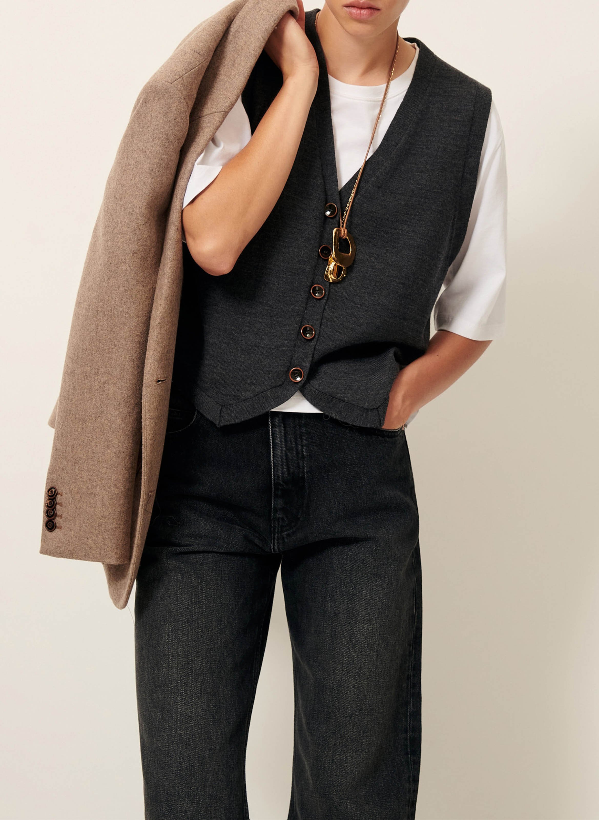 Gilet col v en laine giancarlo SESSUN Gris