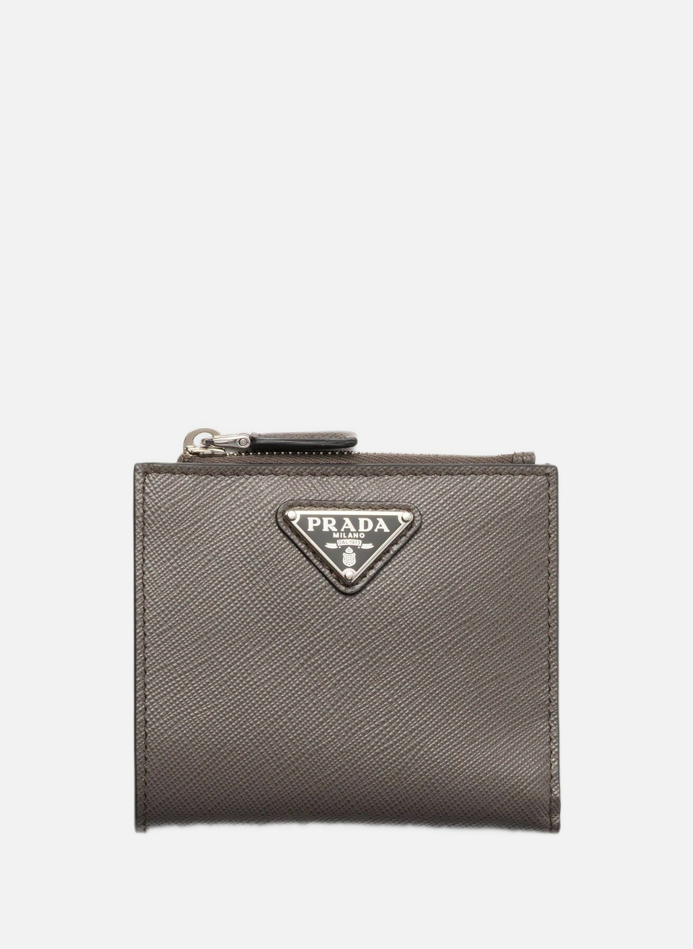 Petit portefeuille en cuir saffiano PRADA Gris