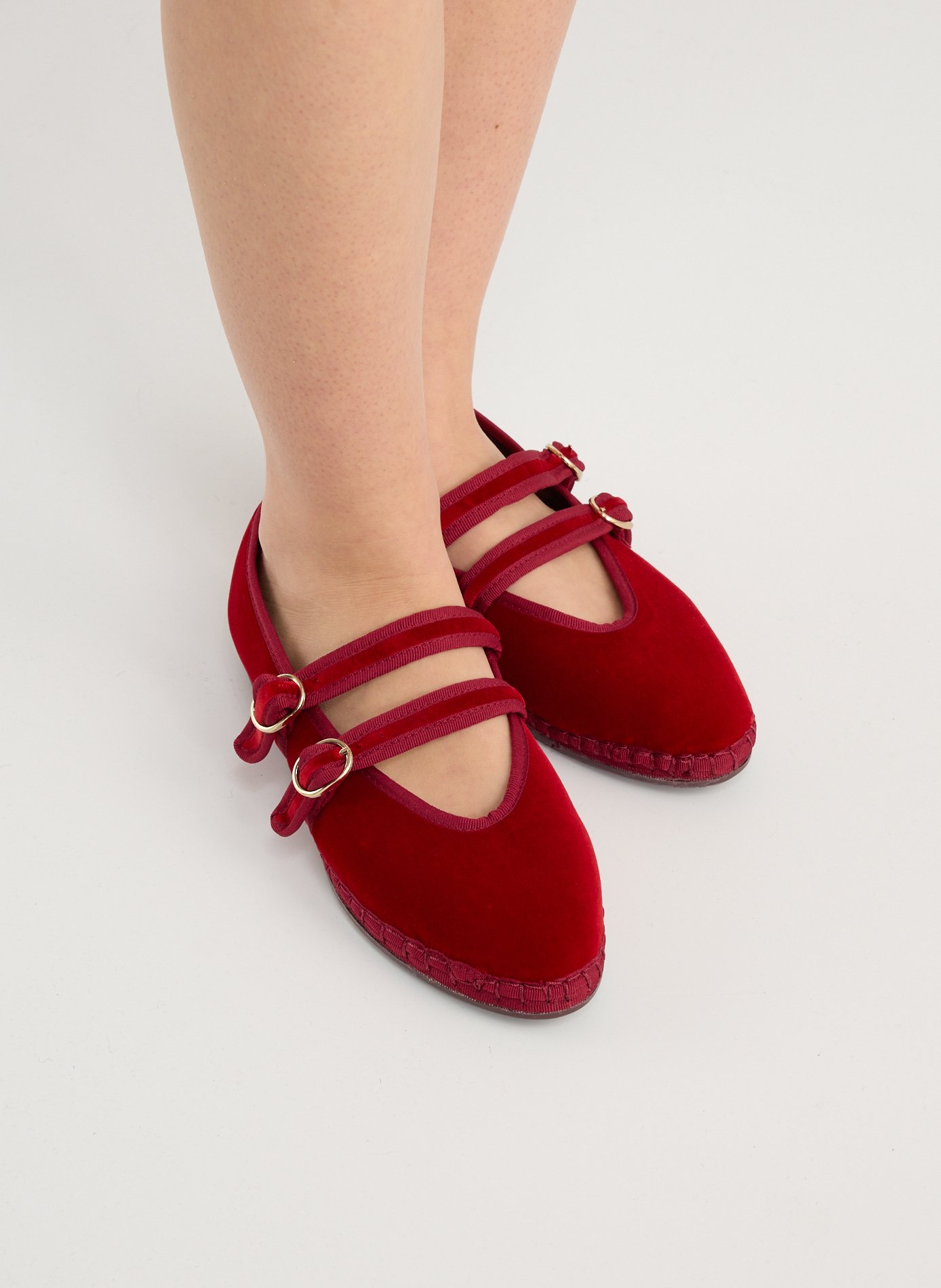 Ballerines double bride en coton mélangé FLABELUS Rouge