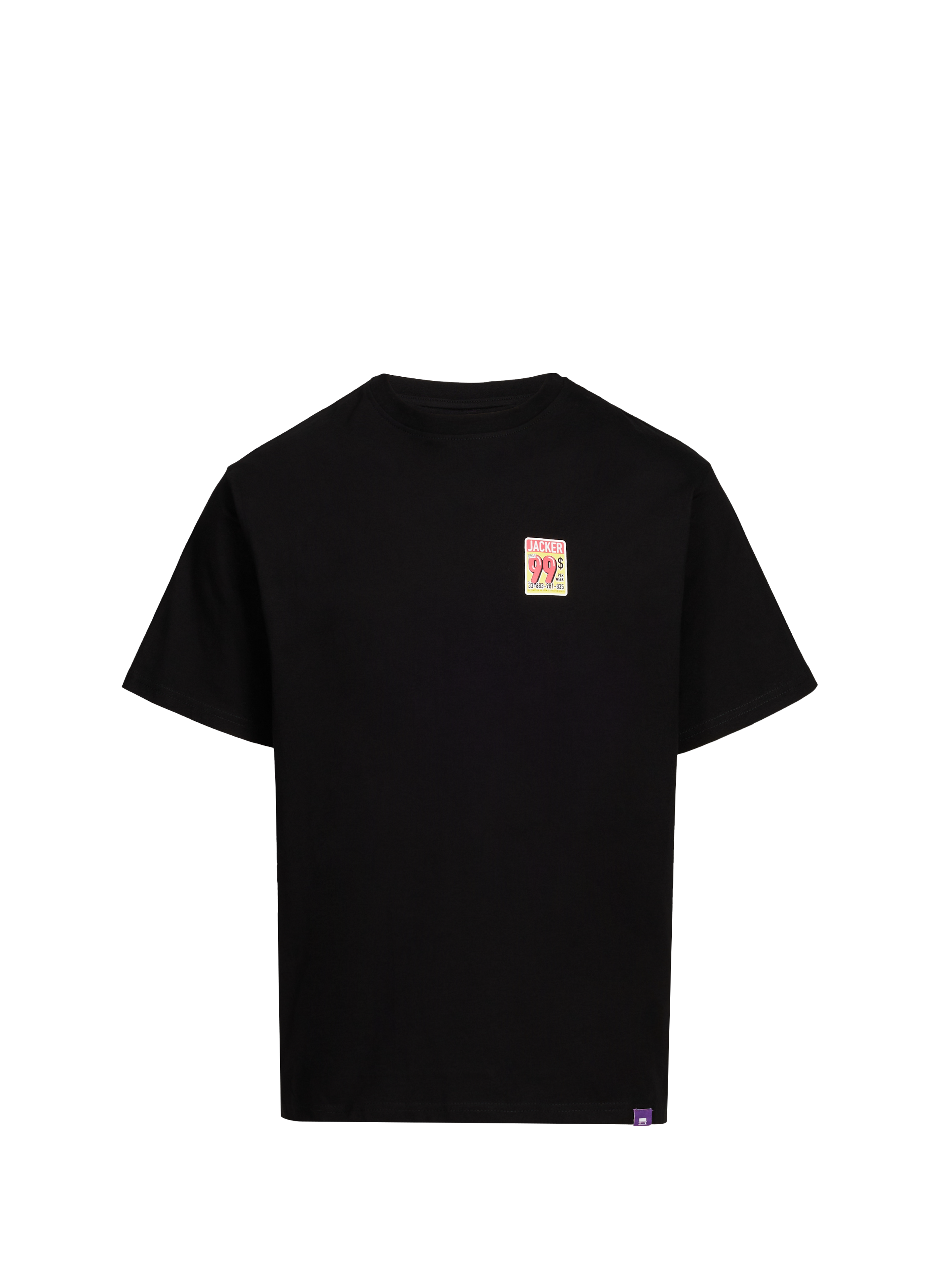 JACKER. Straight printed cotton T-shirt Black