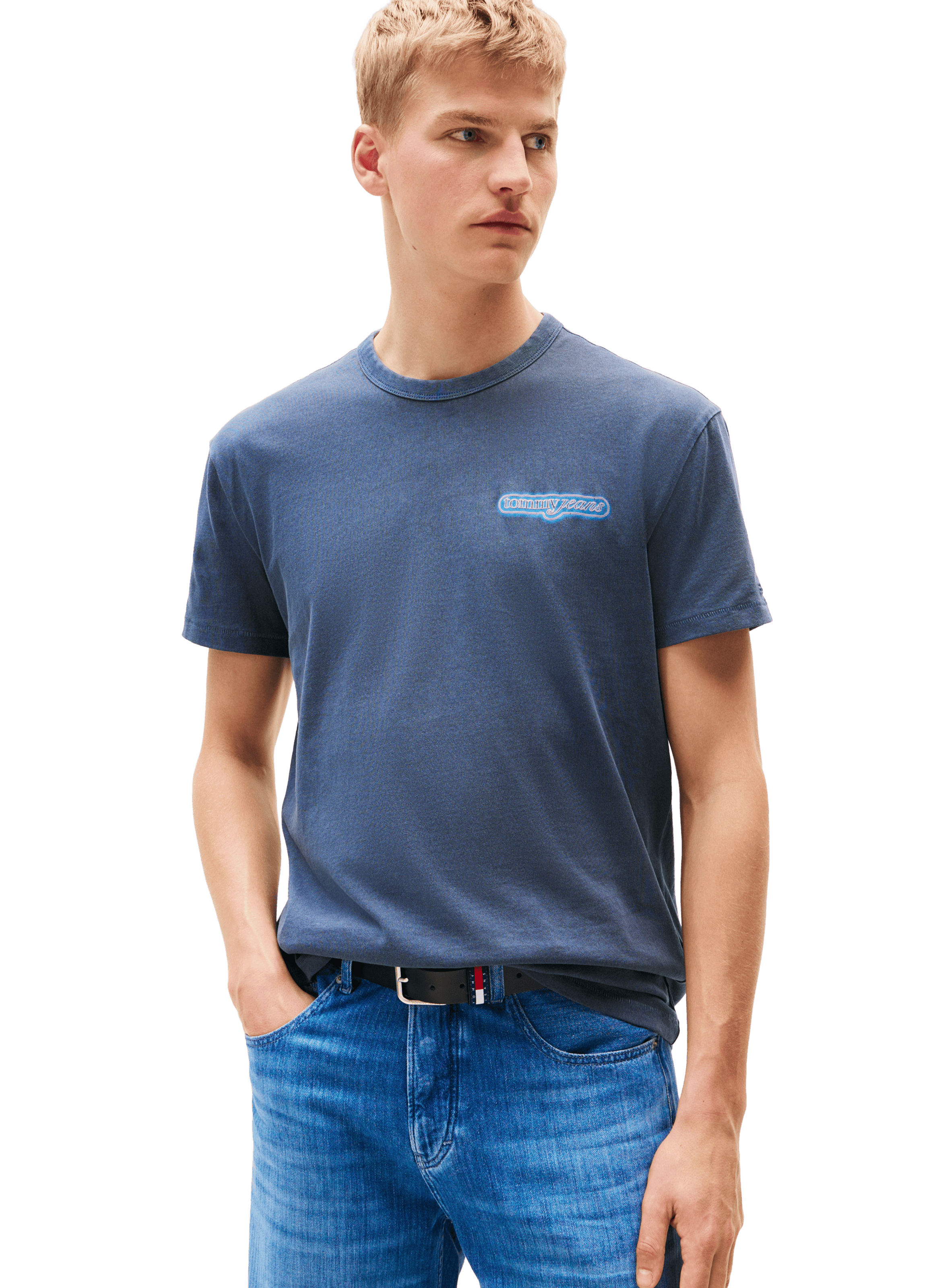 TOMMY HILFIGER Cotton screen-printed T-shirt Blue