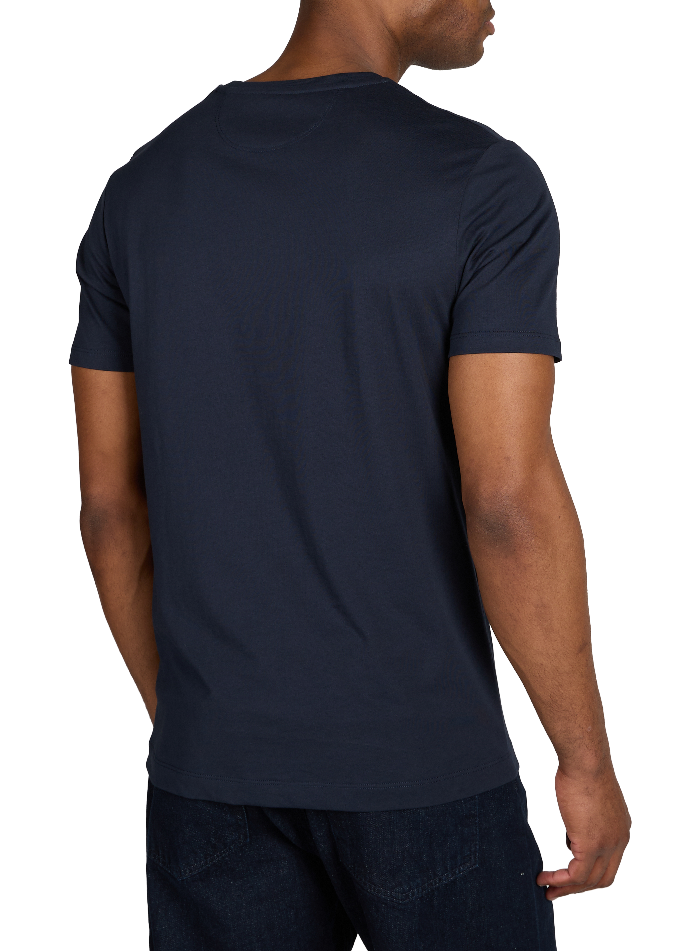 T-shirt uni à col rond en coton HACKETT Bleu