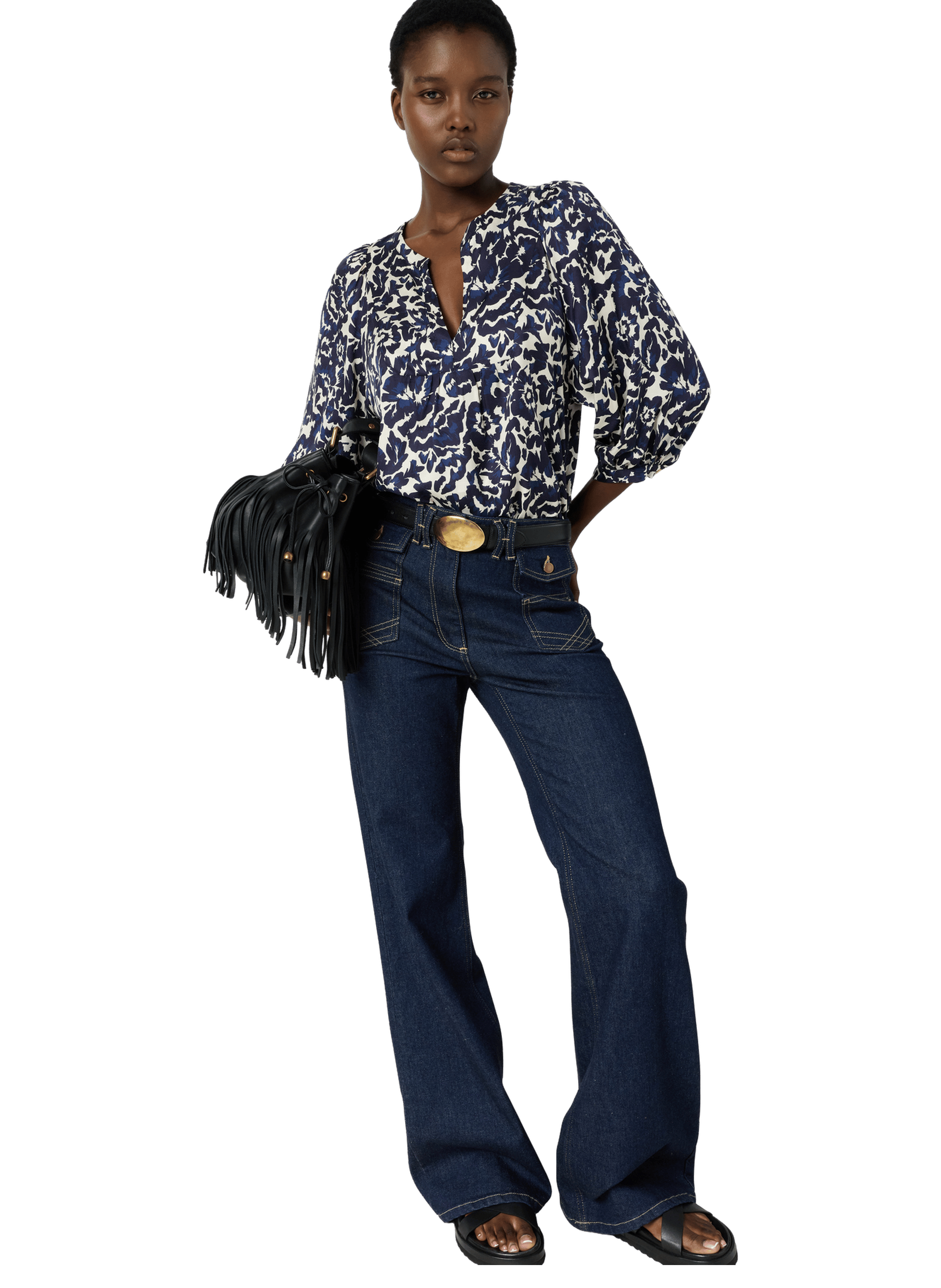 Blouse imprimé floral abstrait - calina GERARD DAREL Bleu