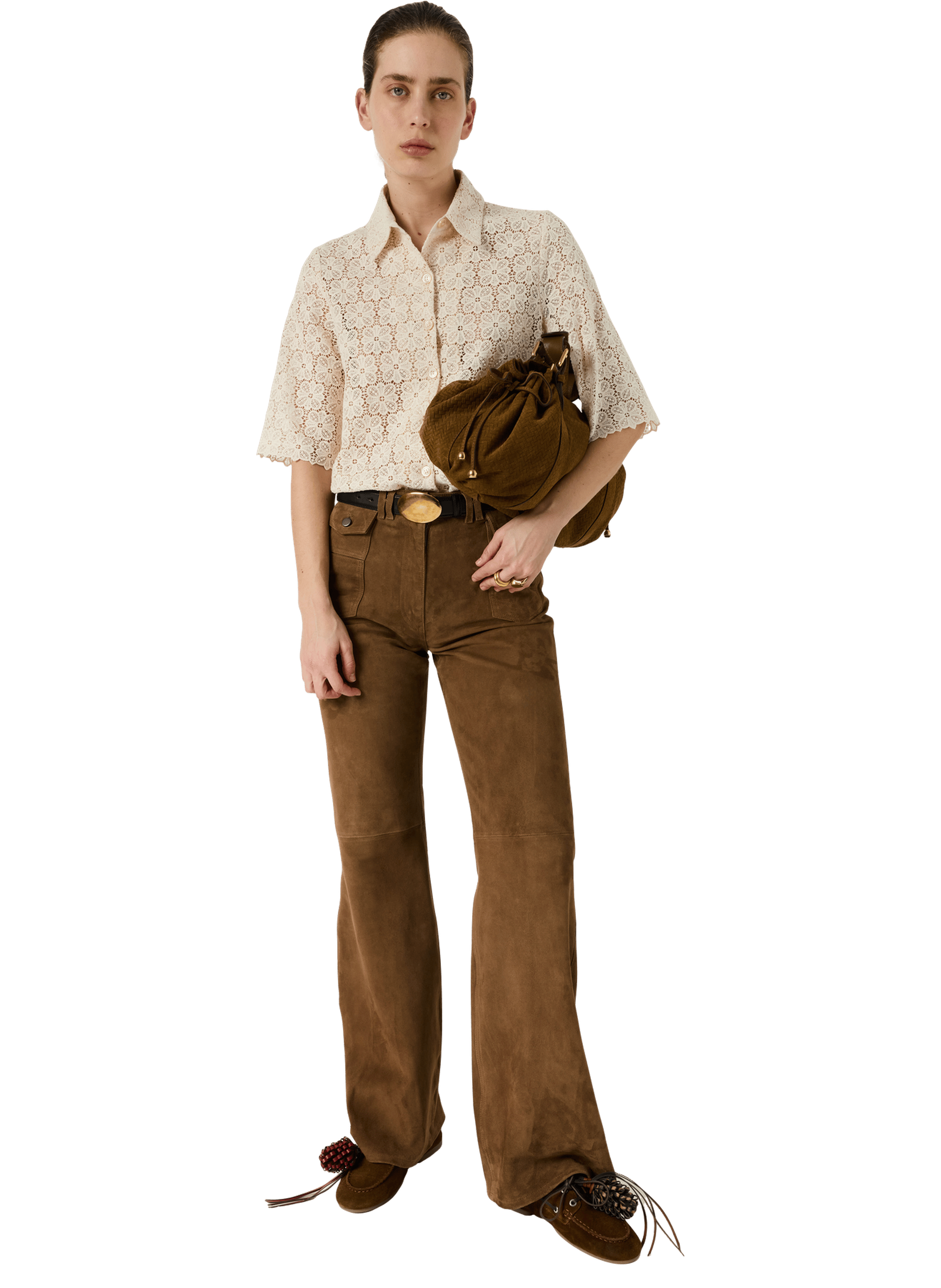 Chemise en guipure à manches courtes - caylie GERARD DAREL Beige