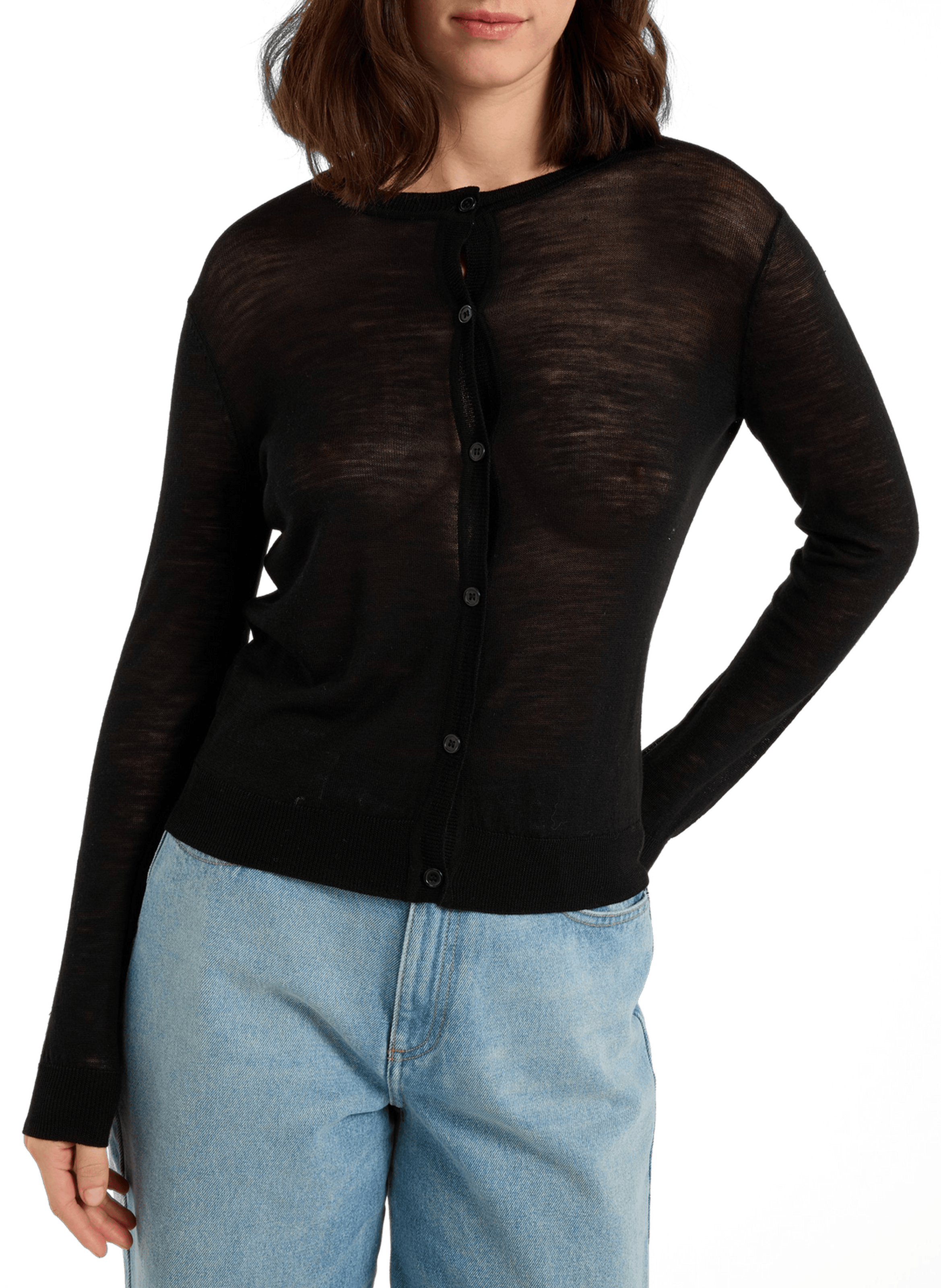 Cardigan Adine en maille fine SAISON 1865 Noir