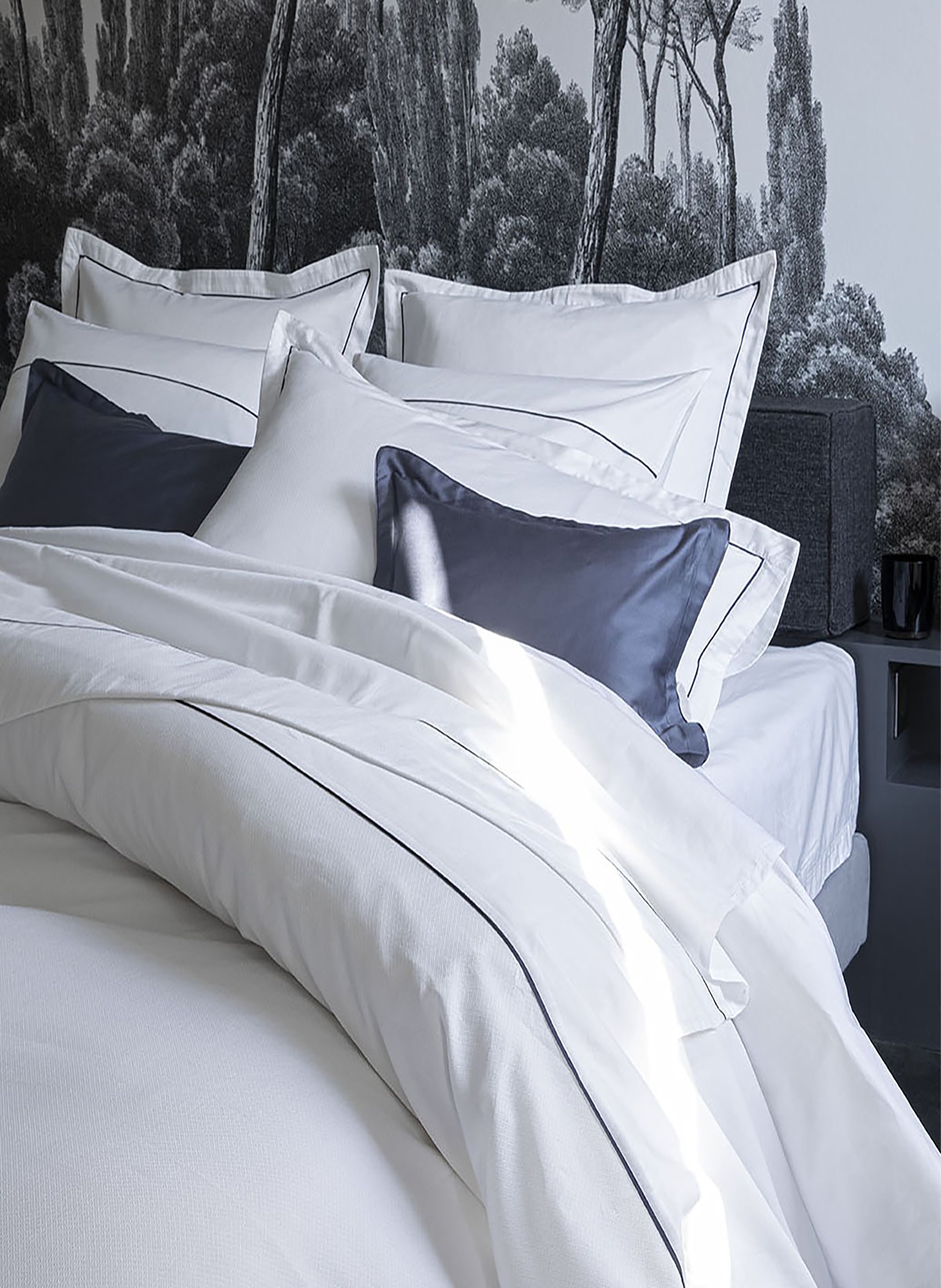 Housse de couette unie en jaquard et satin de coton biologique, orsay ALEXANDRE TURPAULT Blanc