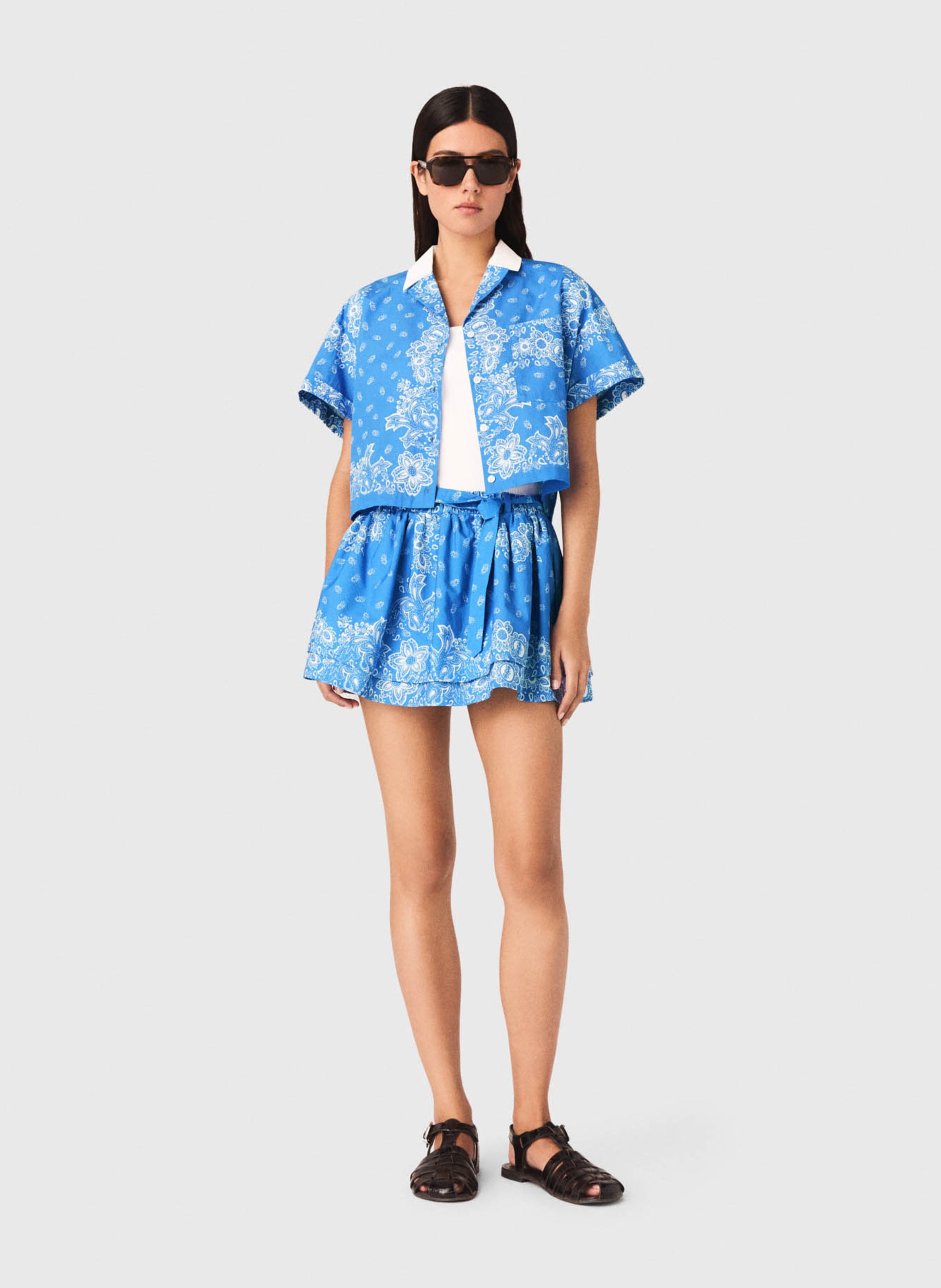 Chemise manches courtes imprimée MAJE Bleu