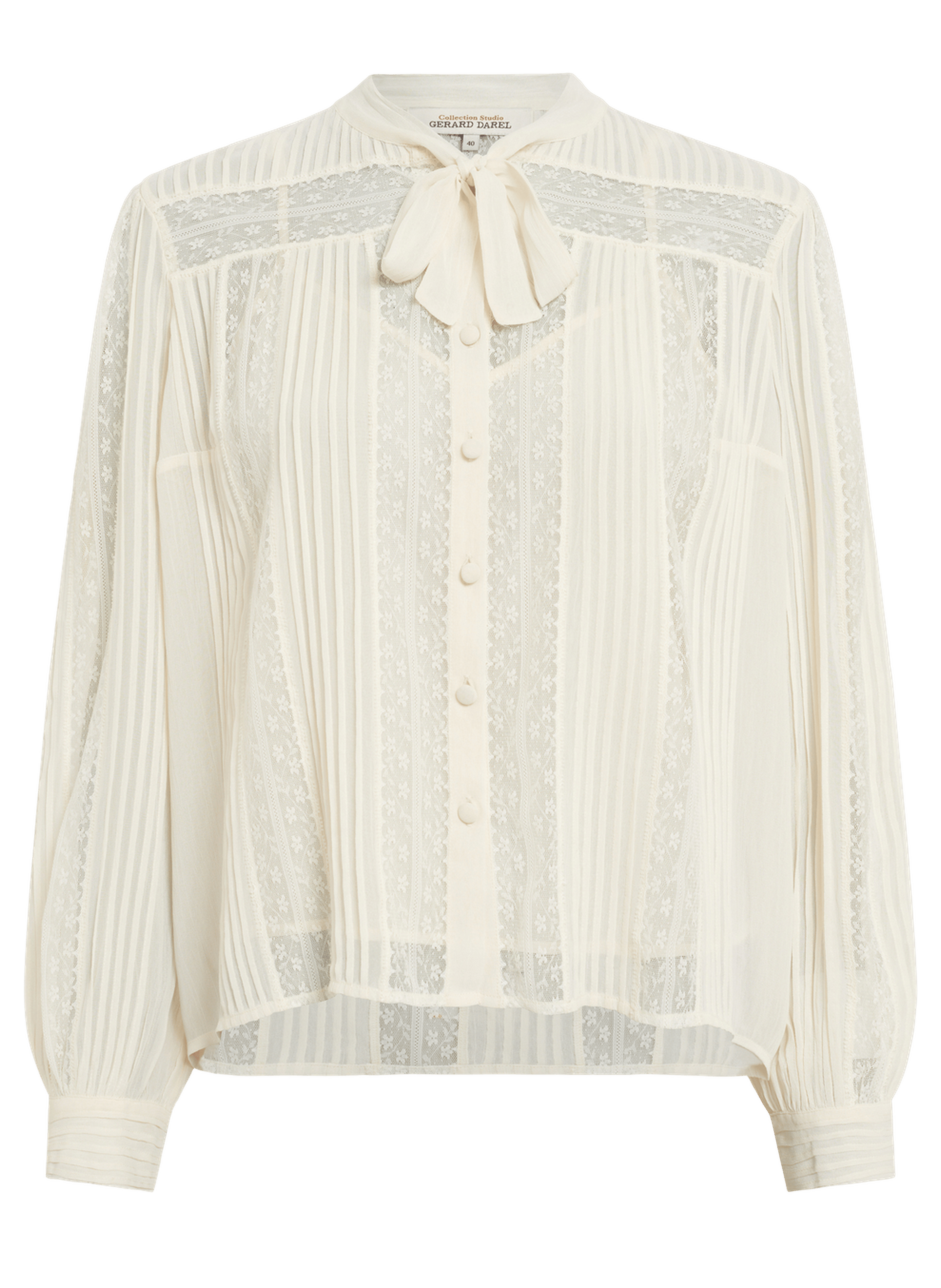 Chemise en dentelle à col lavallière - cyrana GERARD DAREL Blanc