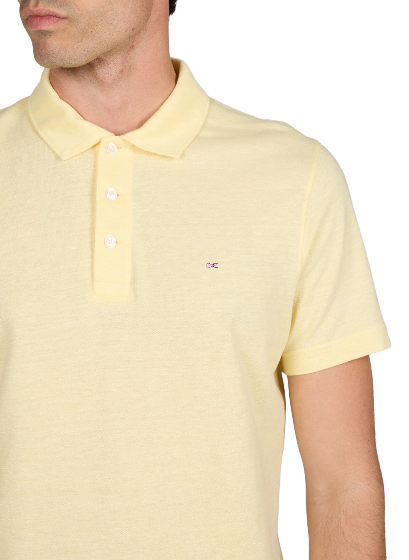 Polo à manches courtes en coton et lin EDEN PARK Jaune