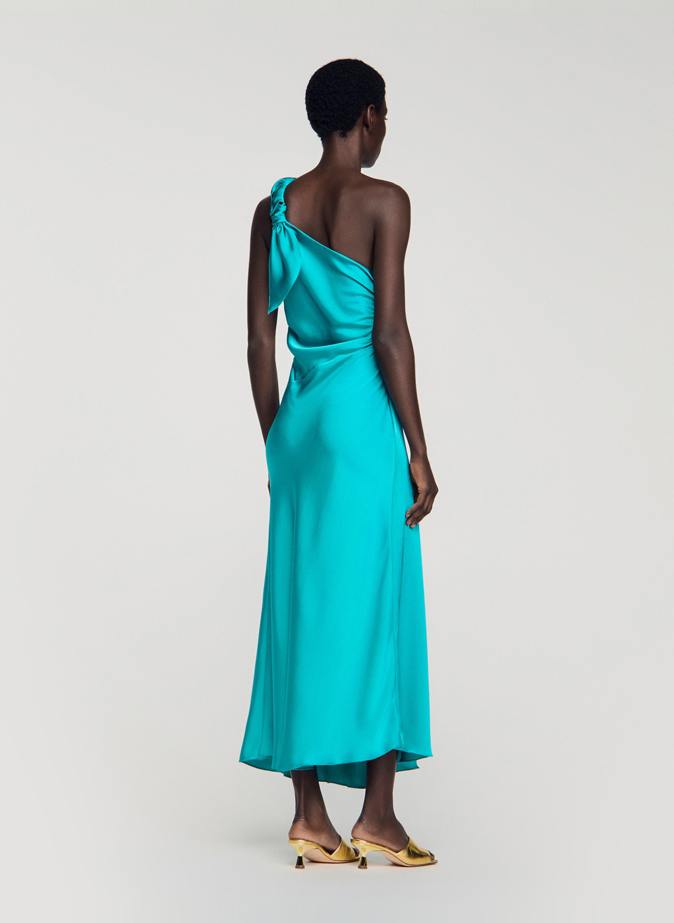 Robe longue satinée unie SANDRO Vert