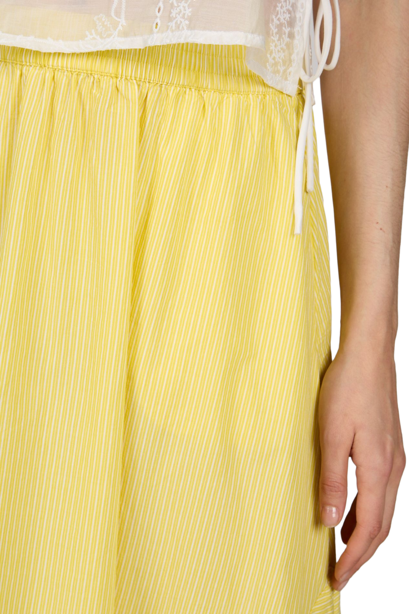 Flared Striped Cotton Skirt | Yellow ROUGE EDIT Women