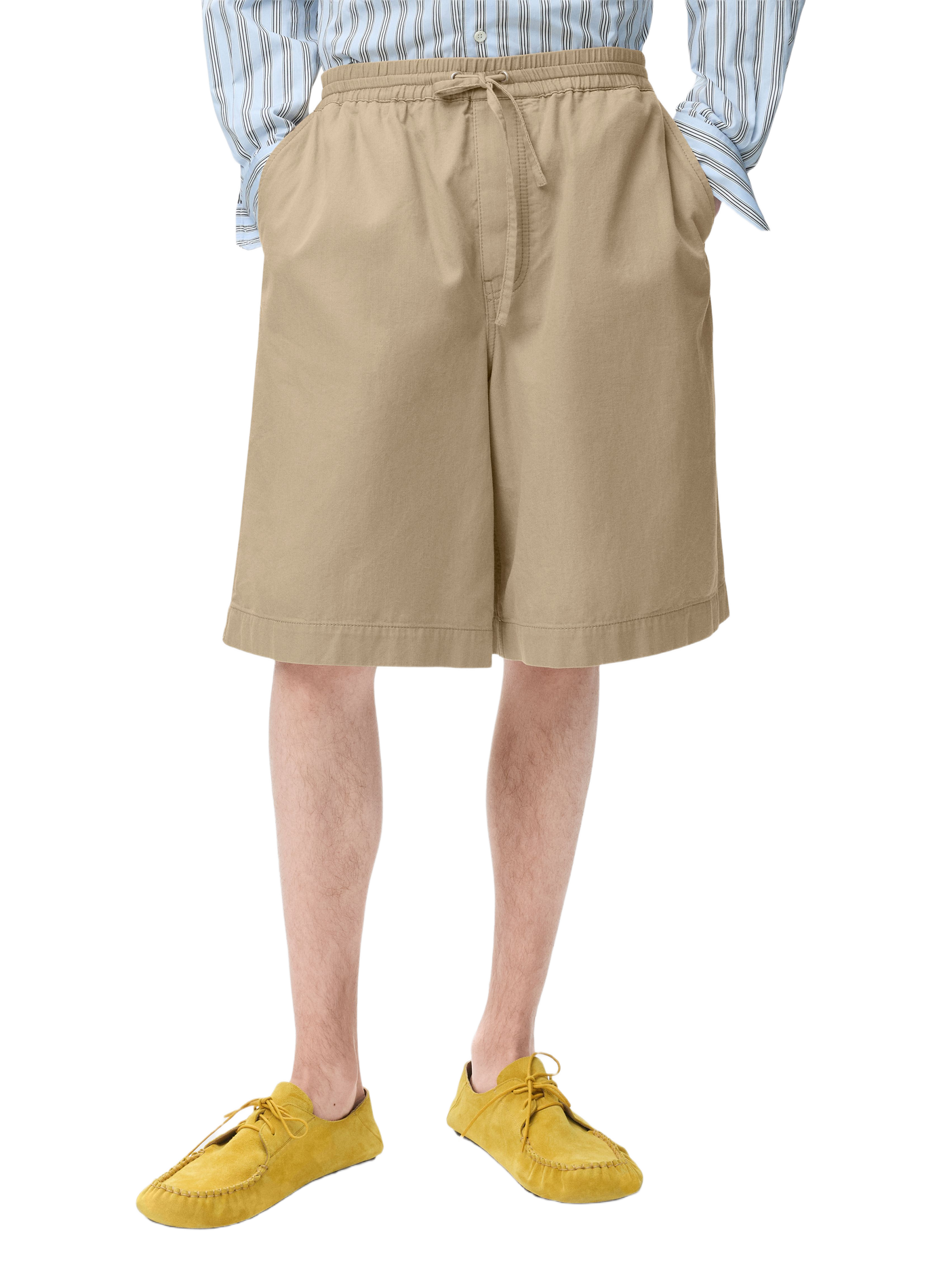 Korte rechte broek met geborduurd logo van katoen. LOEWE Beige