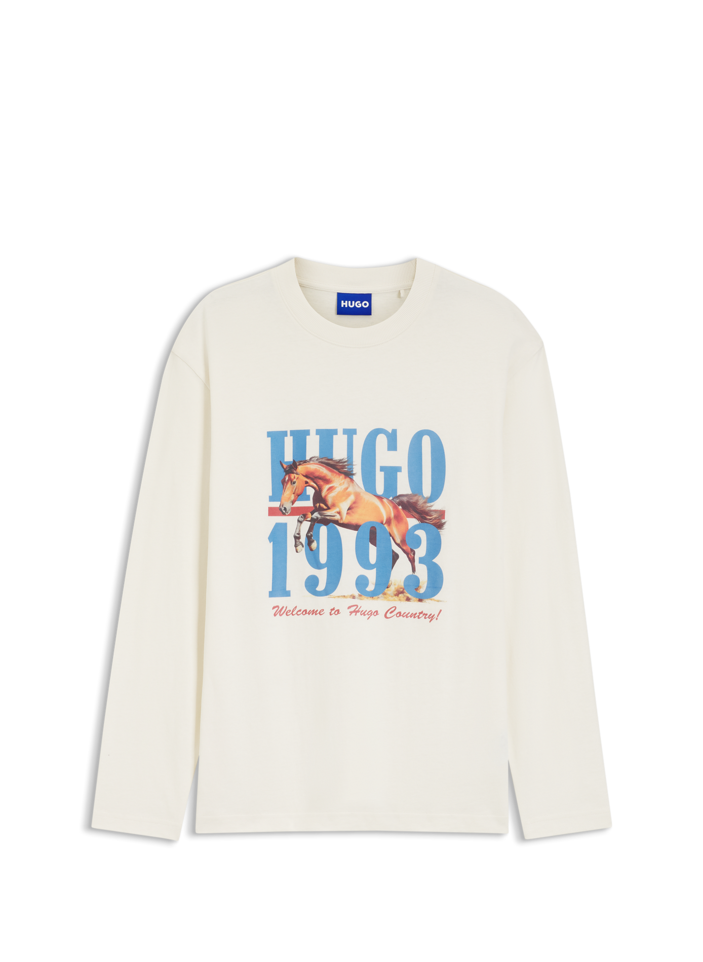 Printed straight t-shirt HUGO BLUE White