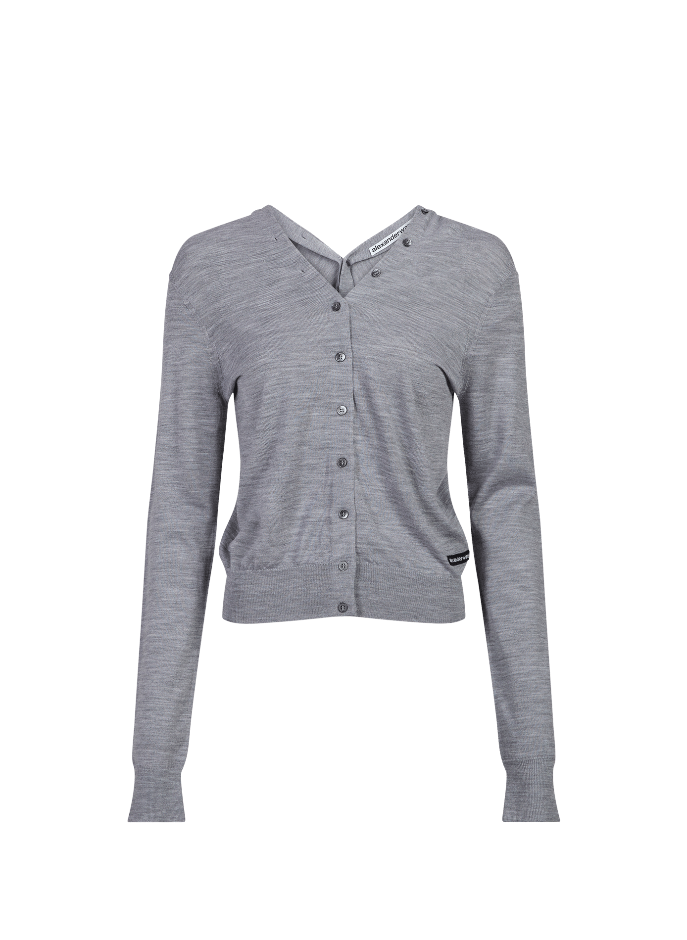 Cardigan met V-hals, knoopsluiting en open rug van wol. ALEXANDER WANG Grijs