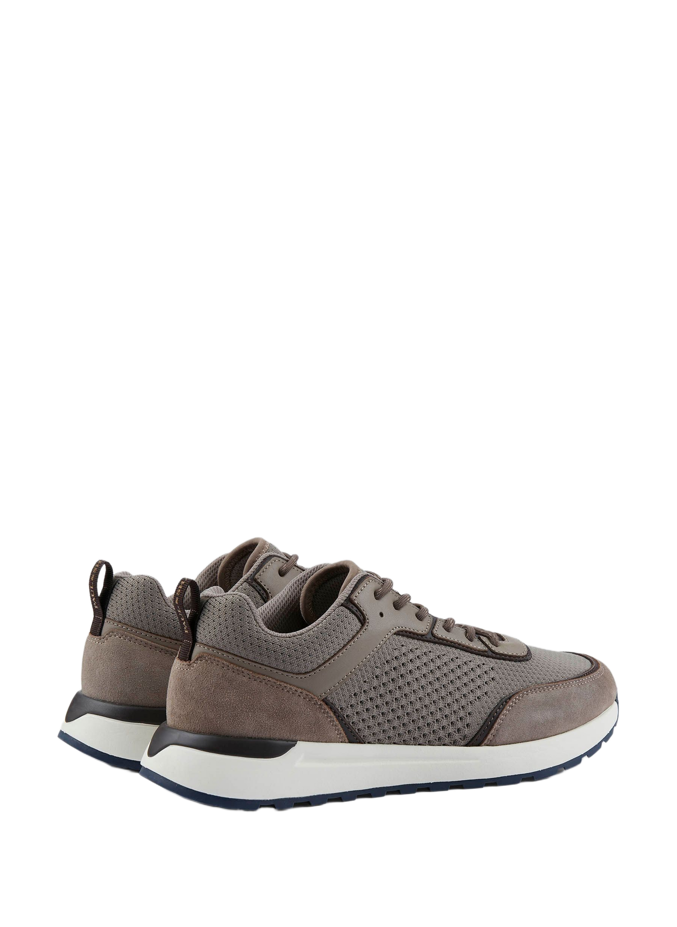 Plain low-top sneakers in mixed leather PAUL & SHARK Grey