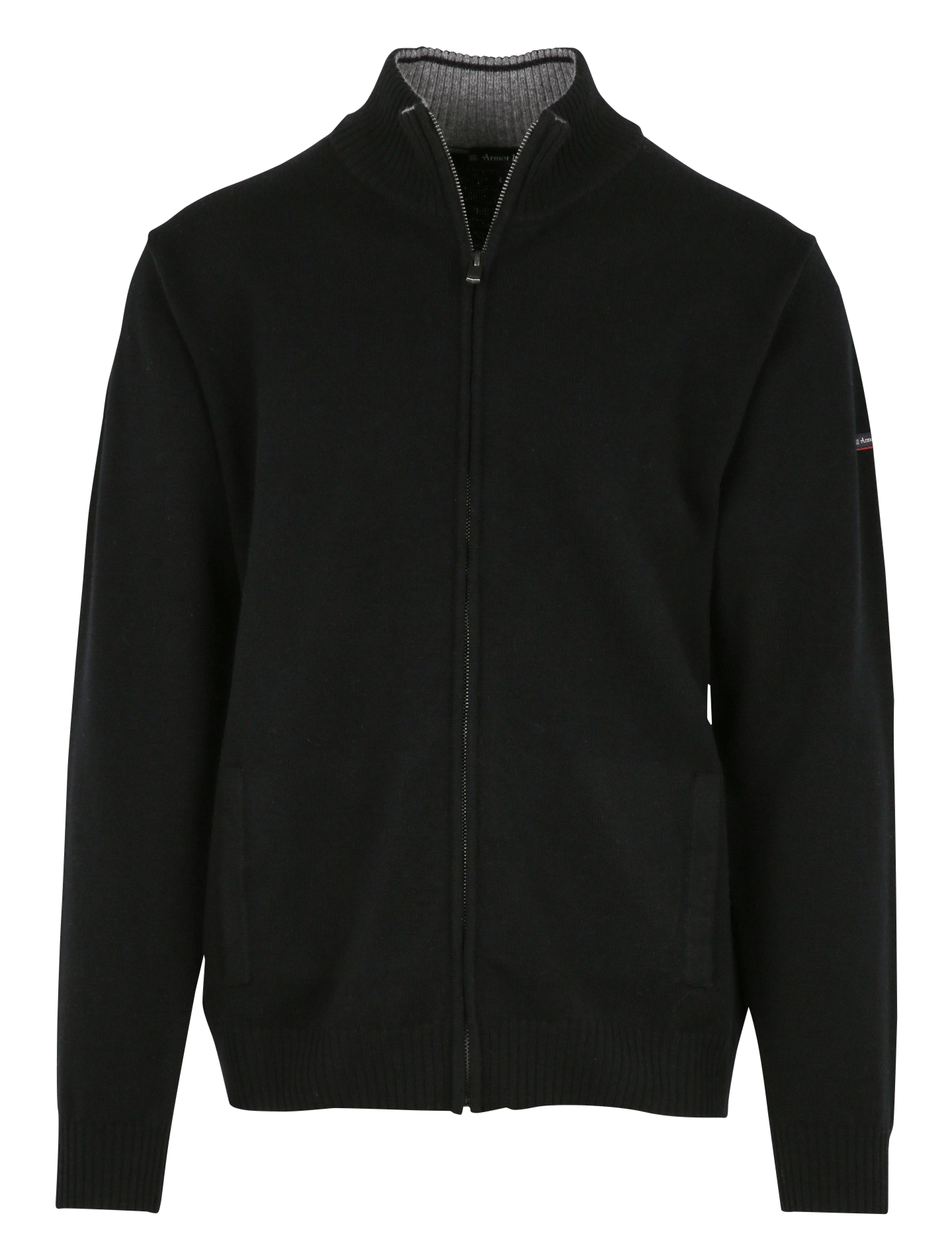 Gilet droit col montant en laine ARMOR-LUX Noir