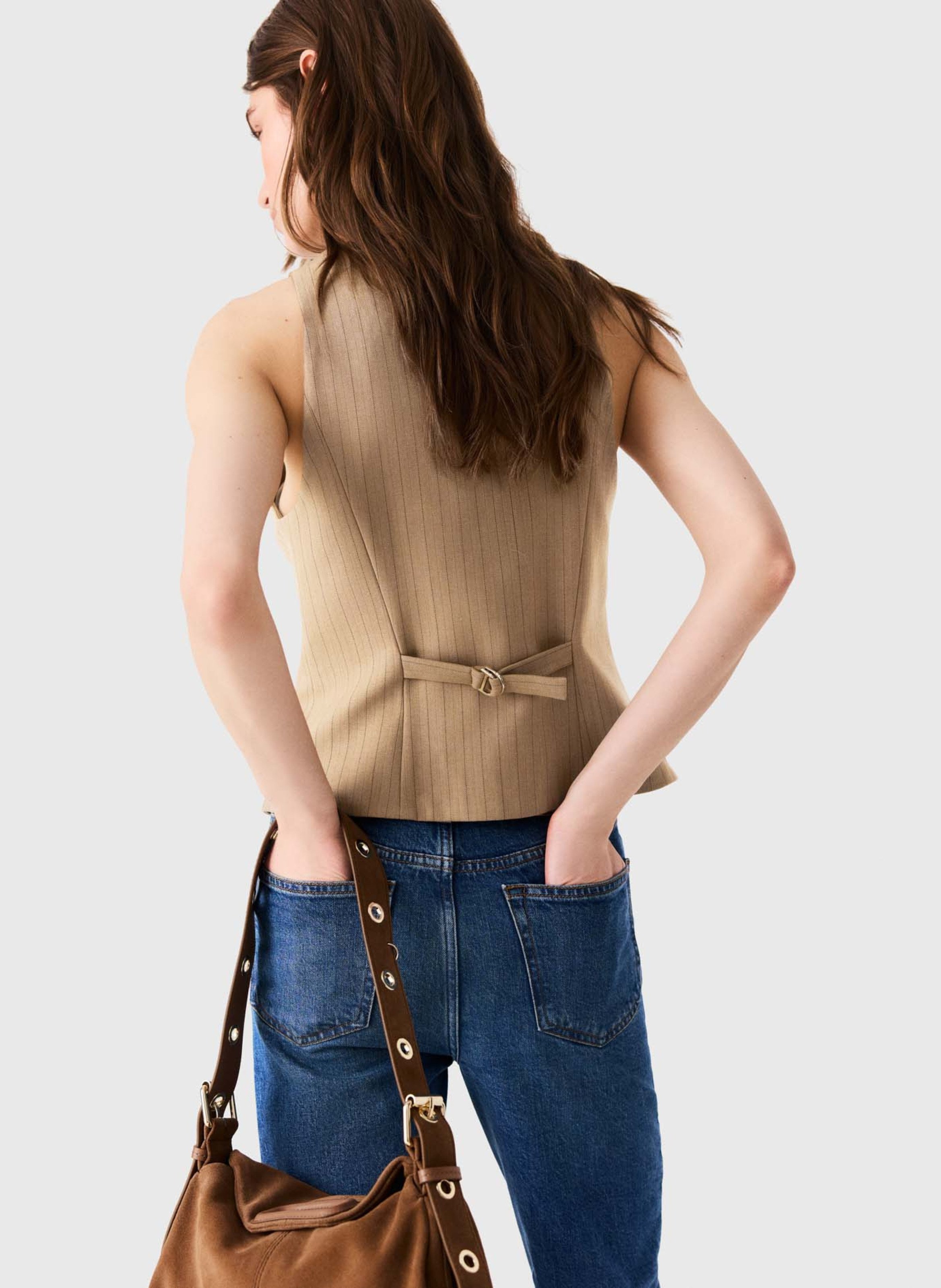 Gilet cintré en laine mélangée MAJE Beige