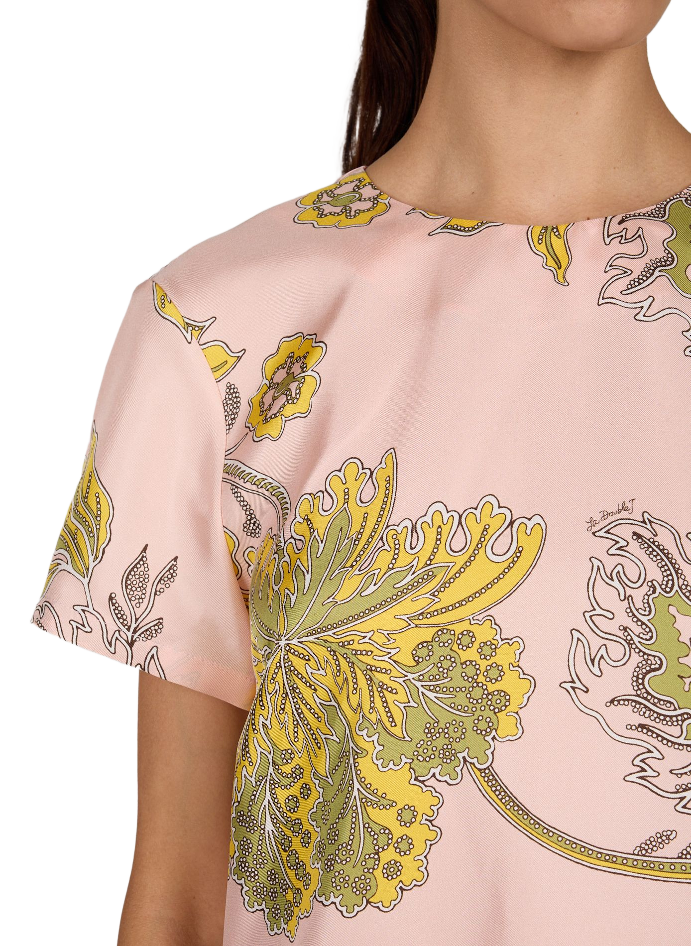 Robe MINI SWING en soie avec plumes LA DOUBLEJ Rose