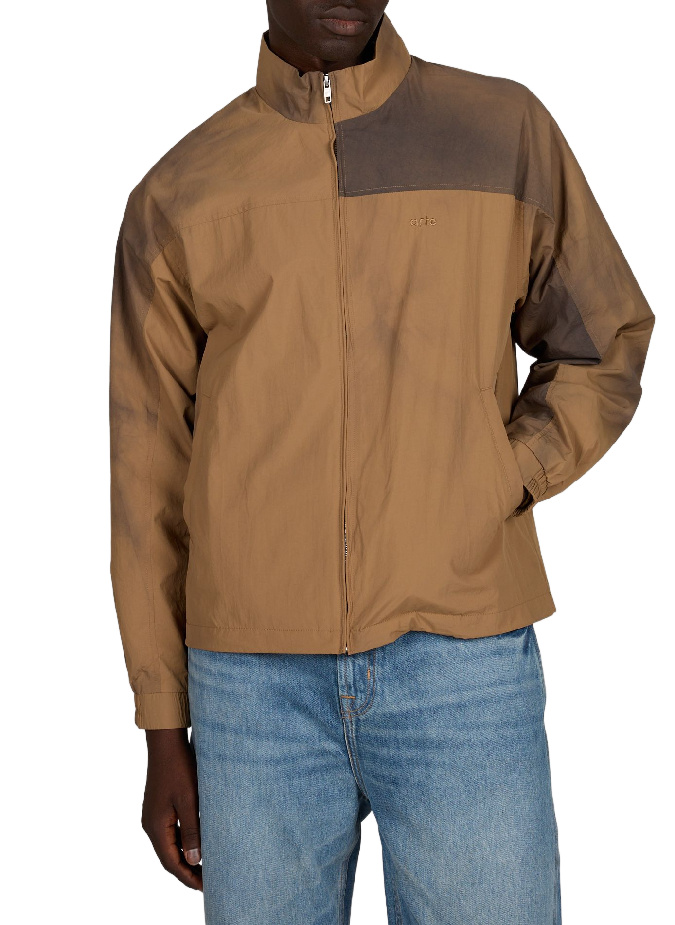 Straight jacket with high collar tie and dye ARTE ANTWERP Brown