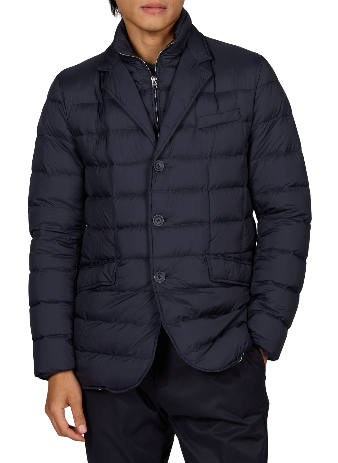 Straight puffer jacket with high neck HERNO Blue