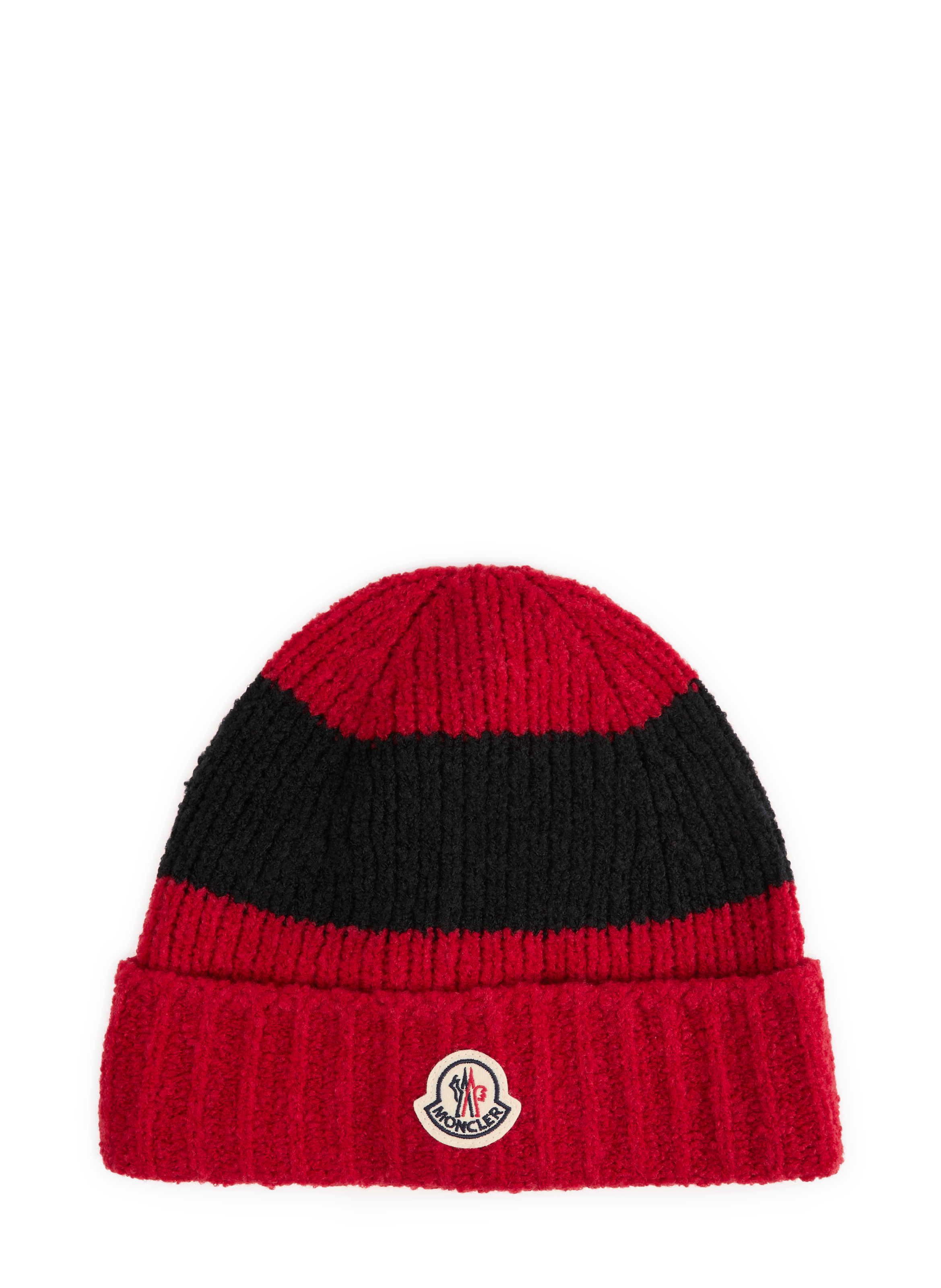 Gorro a rayas de lana virgen mezclada MONCLER Rojo
