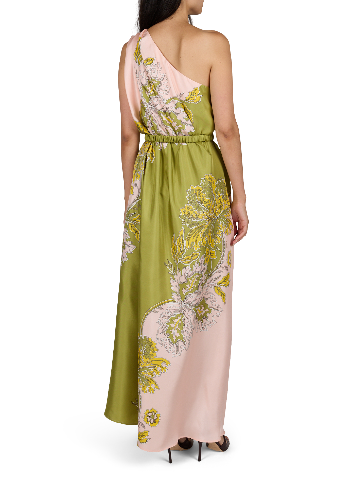 Asymmetrisches bedrucktes Seidenkleid LA DOUBLEJ Rosa