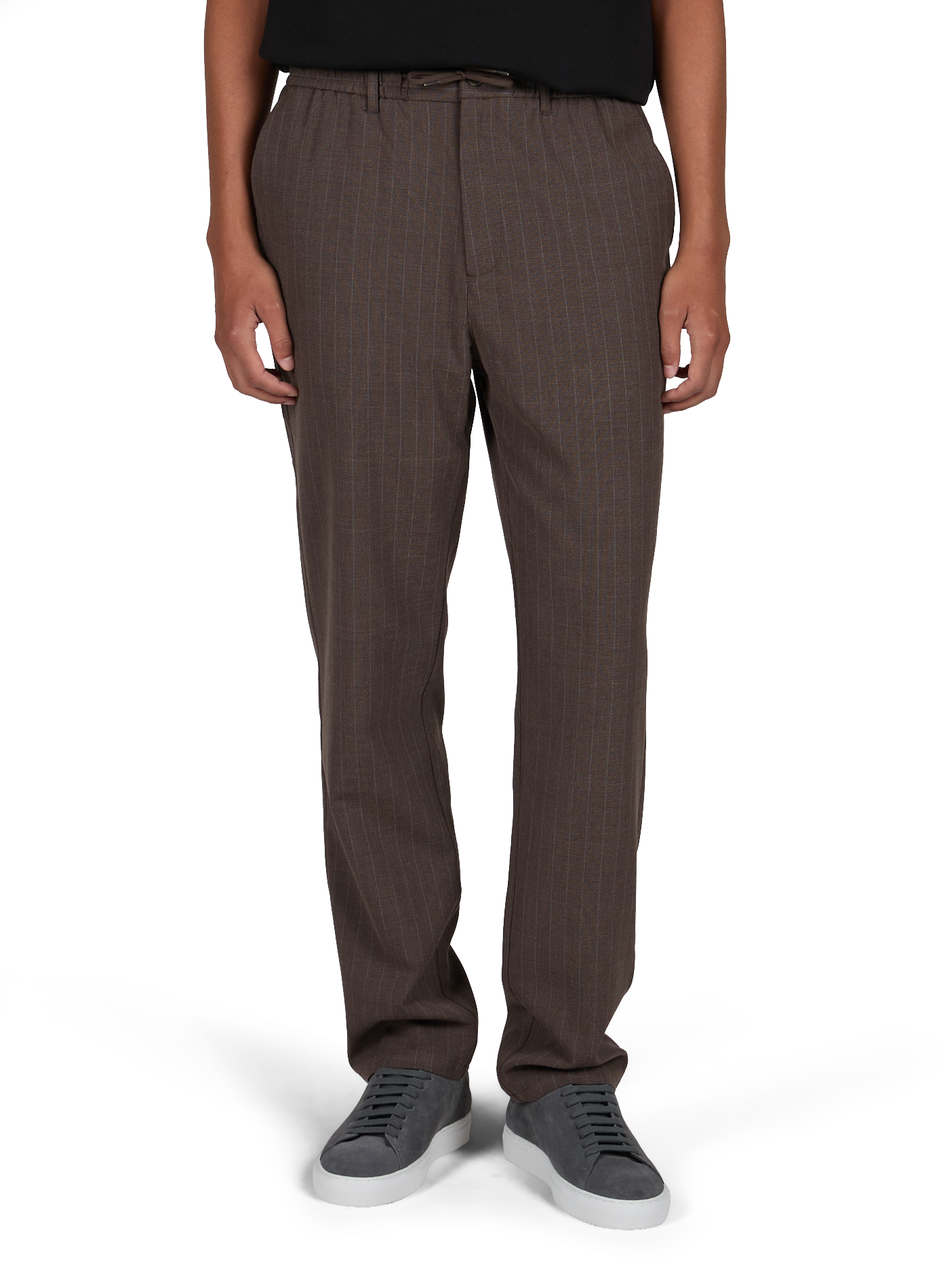 Pantalon droit rayé à nouer  | Marron LES DEUX Homme