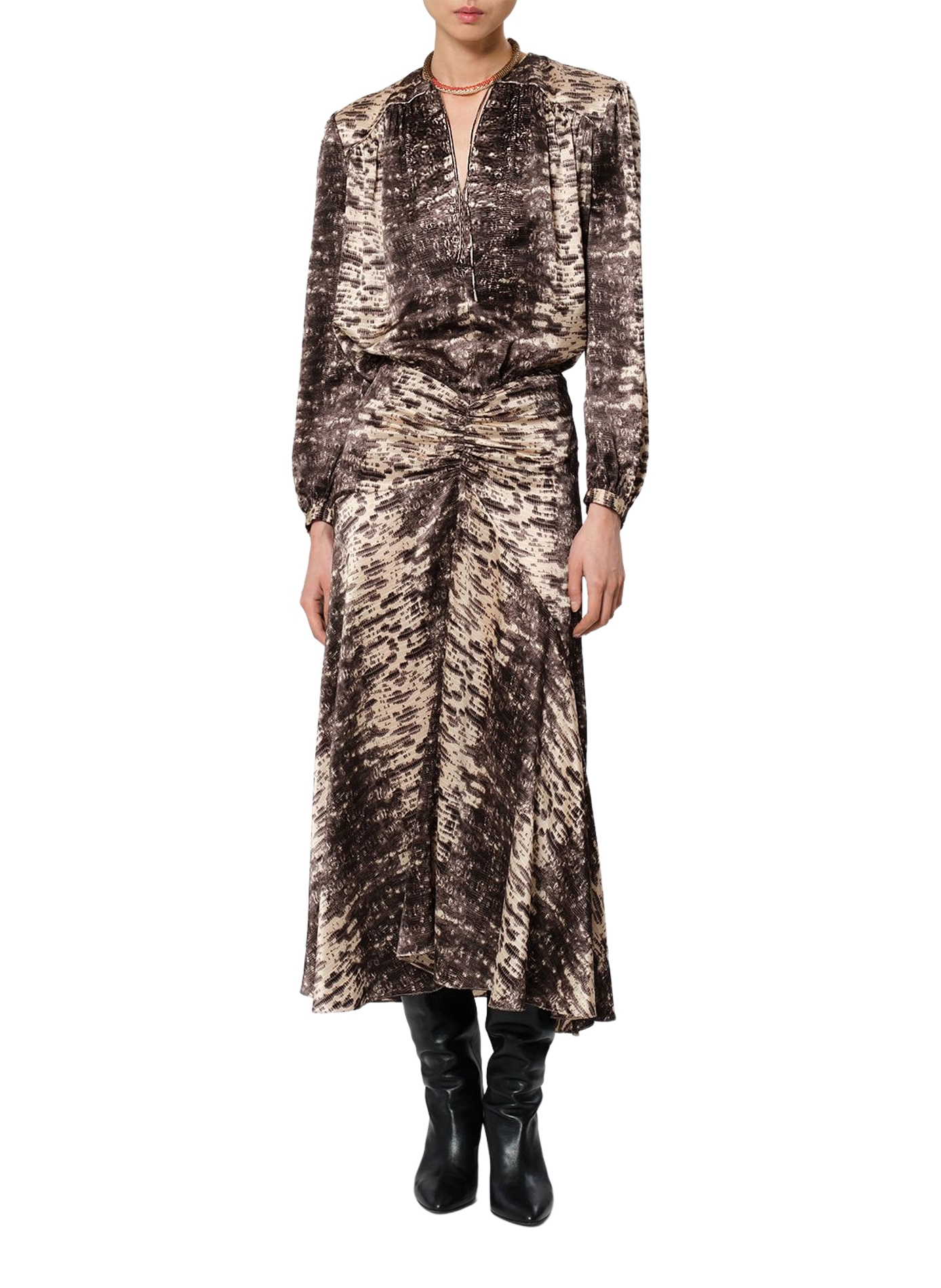 LARAYA blouse in printed silk satin ISABEL MARANT Beige