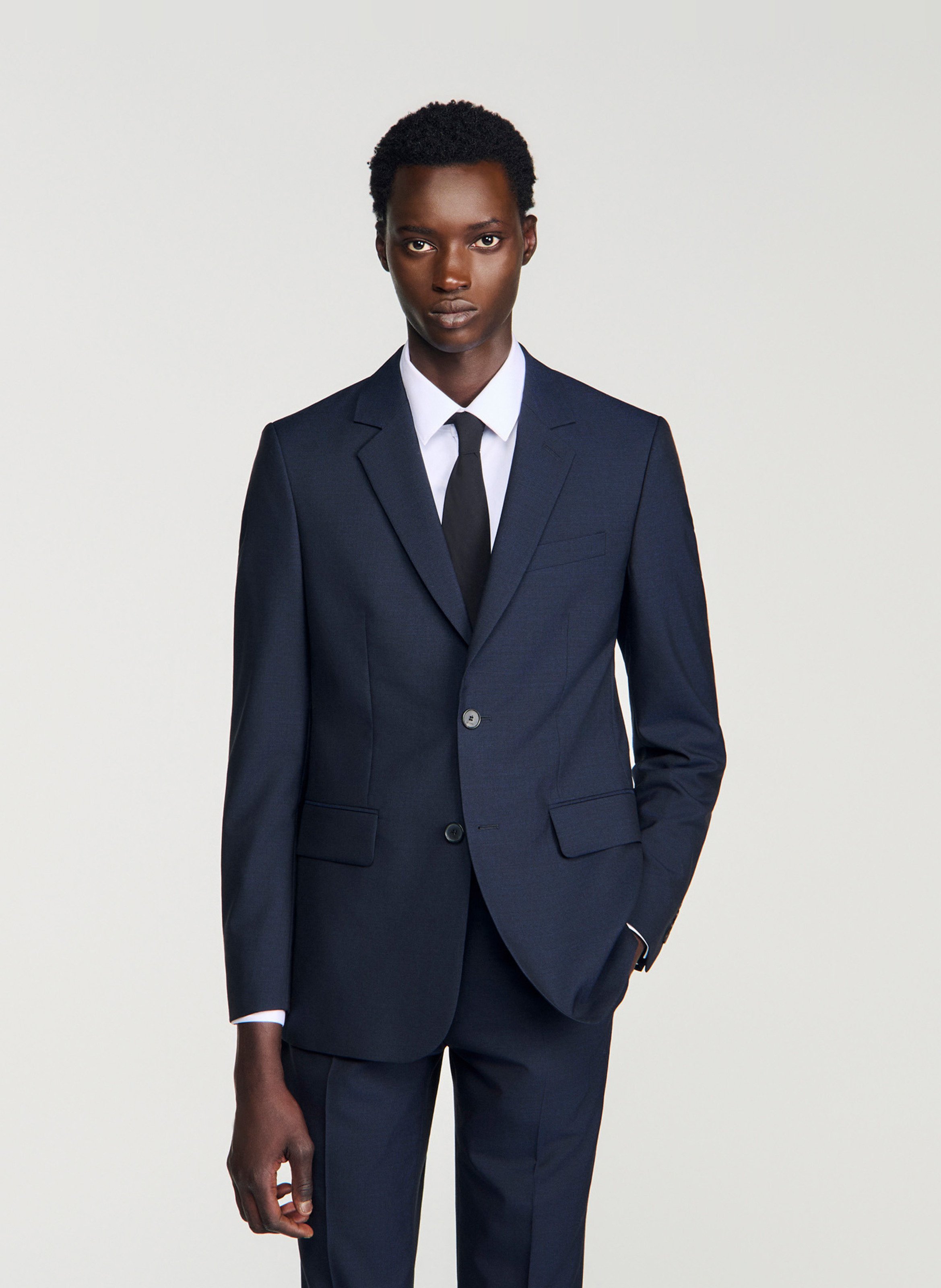 Veste de costume en laine SANDRO Bleu