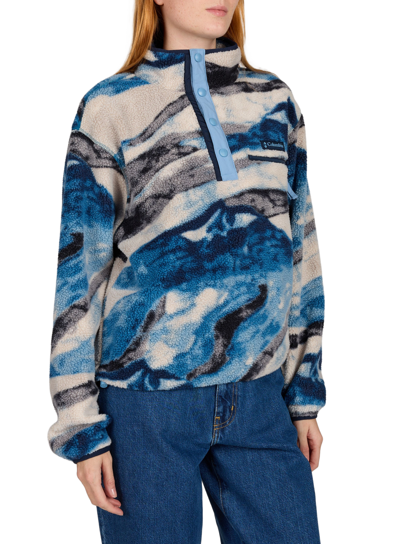Shearling-look jacket with high collar COLUMBIA Blue