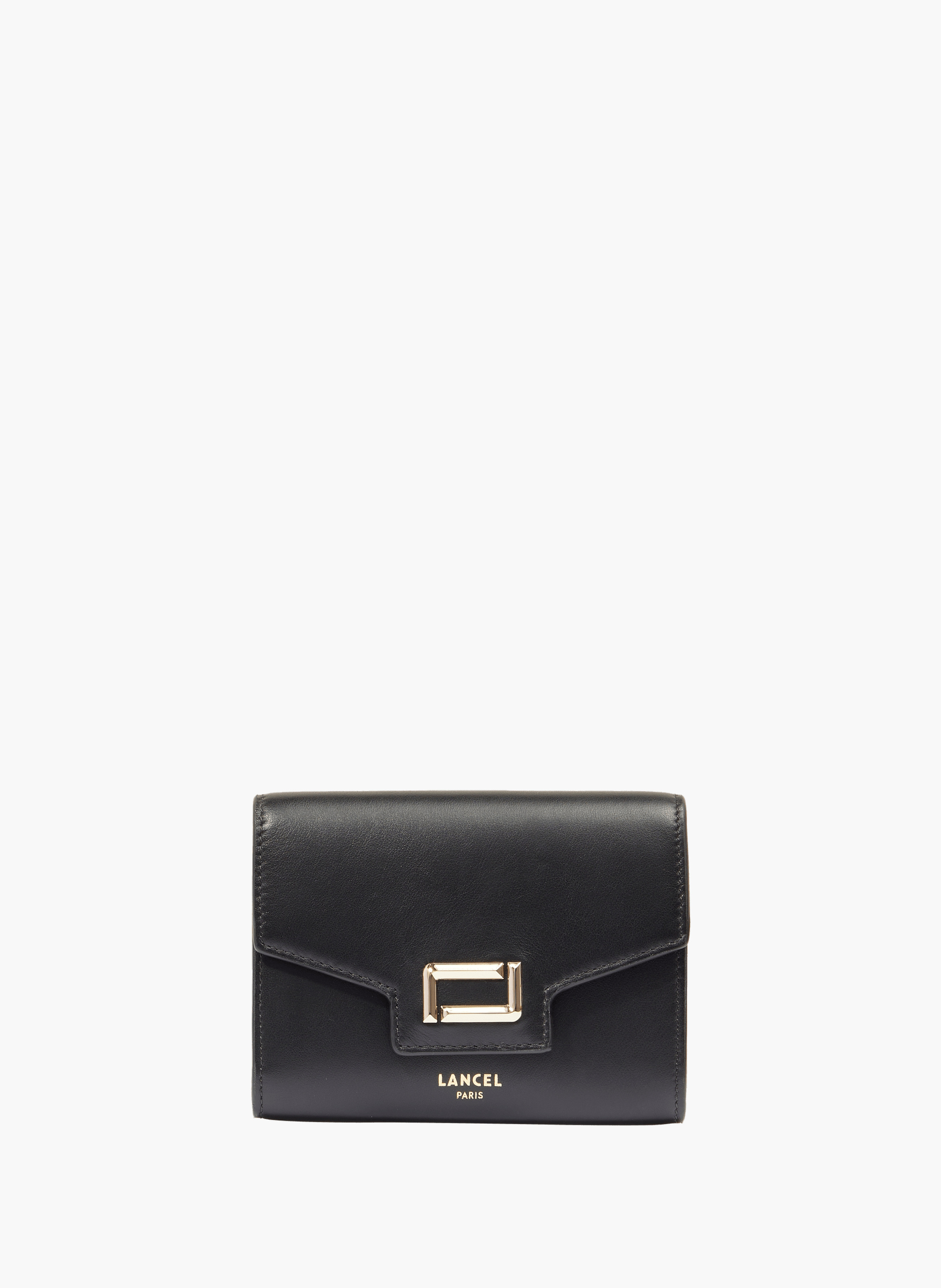 Portefeuille compact angele de lancel à rabat, en cuir noir LANCEL Noir