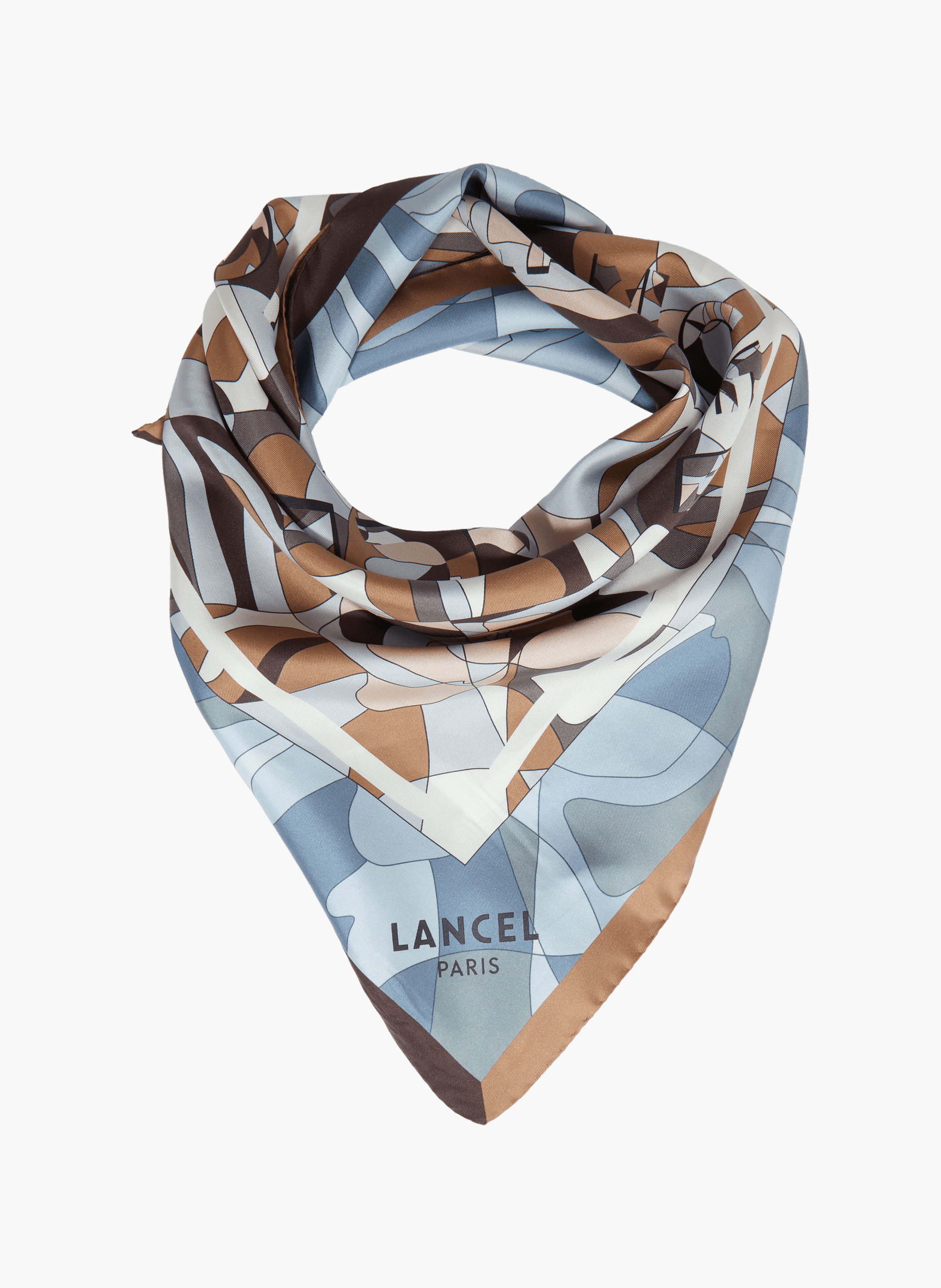 Zijden sjaal 70" met puzzelmotief van Lancel LANCEL Blauw