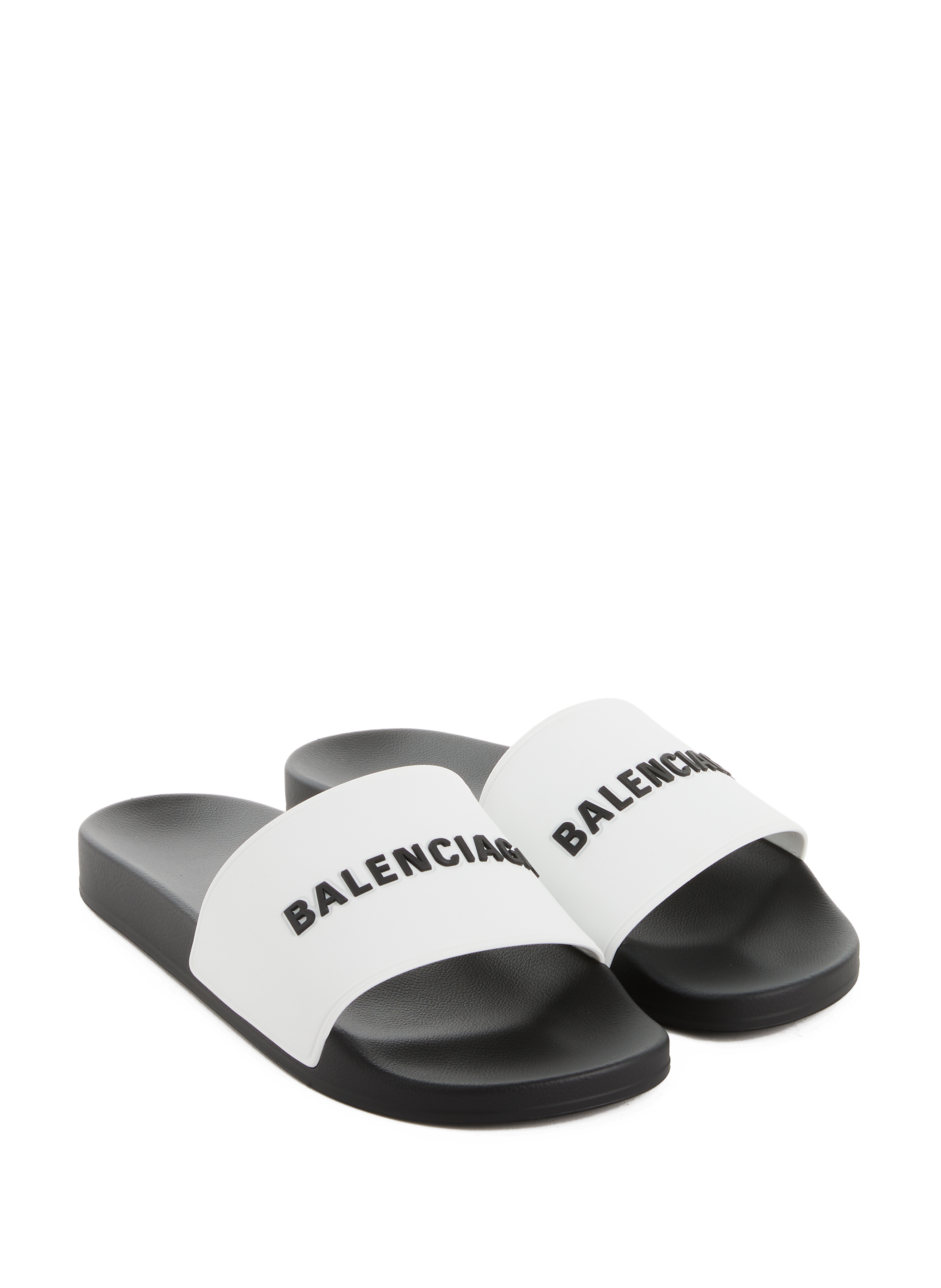 Balenciaga Sliders With Printed Logo In Black