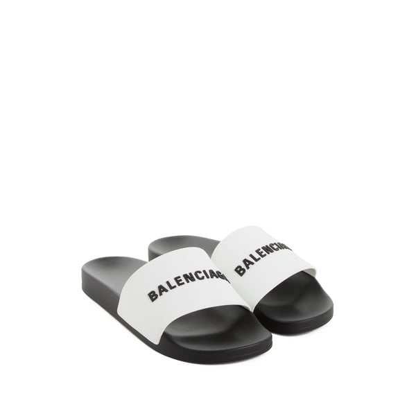 Balenciaga Sliders With Printed Logo In Black