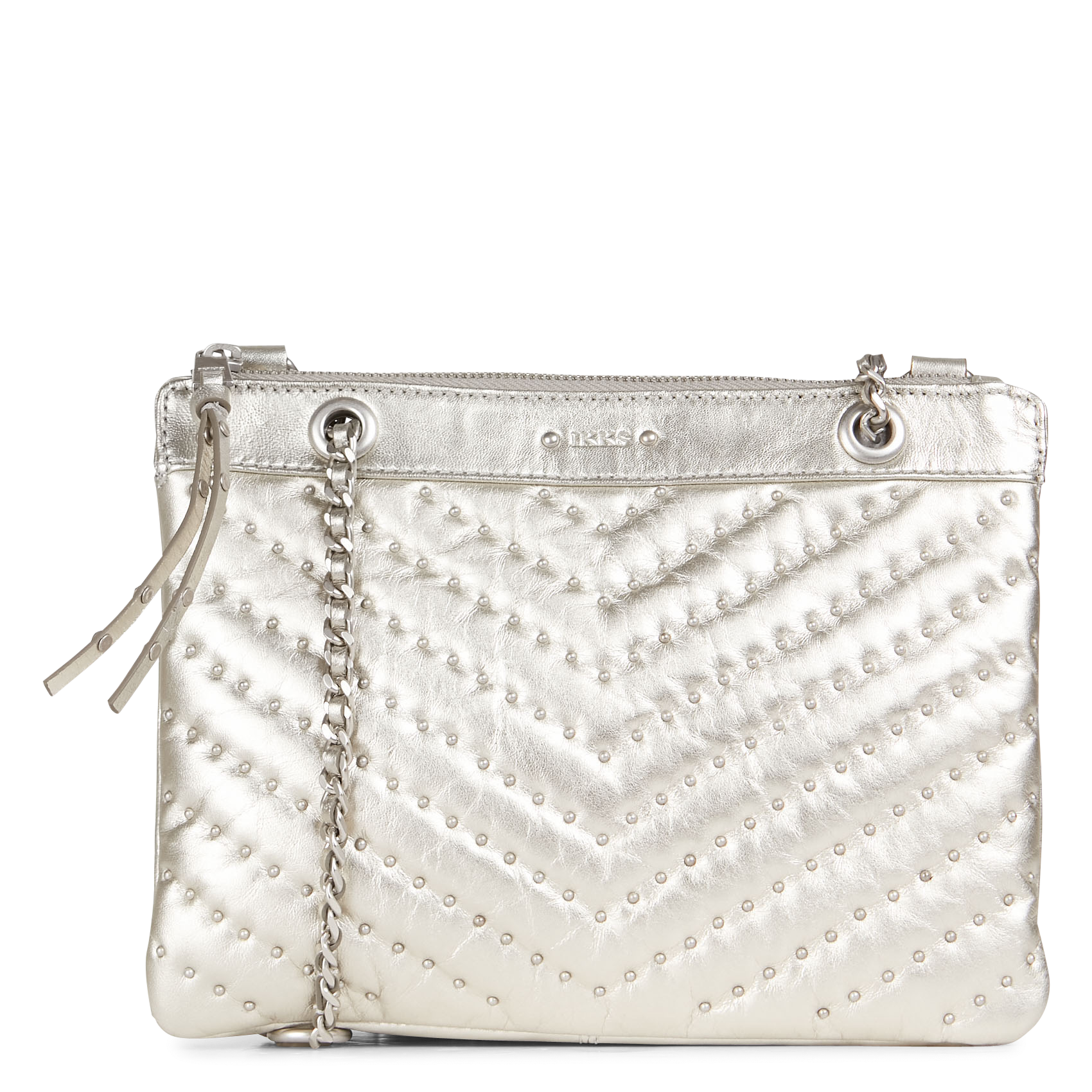 Pochette à clous en cuir métallisé