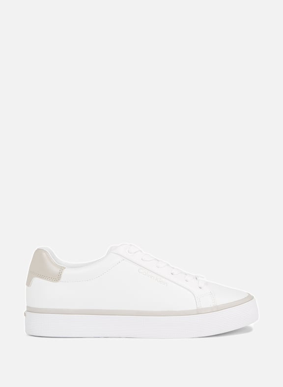 Calvin klein white leather sneakers deals