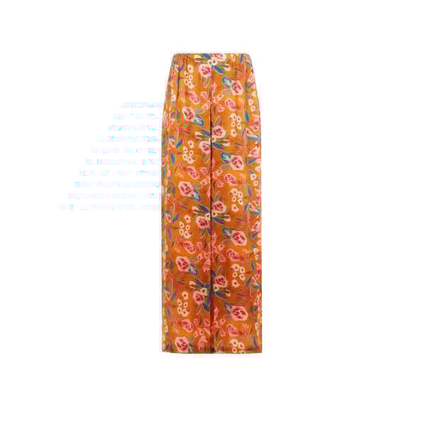 Louise Misha Flowing Trousers With Flower Print In Orange