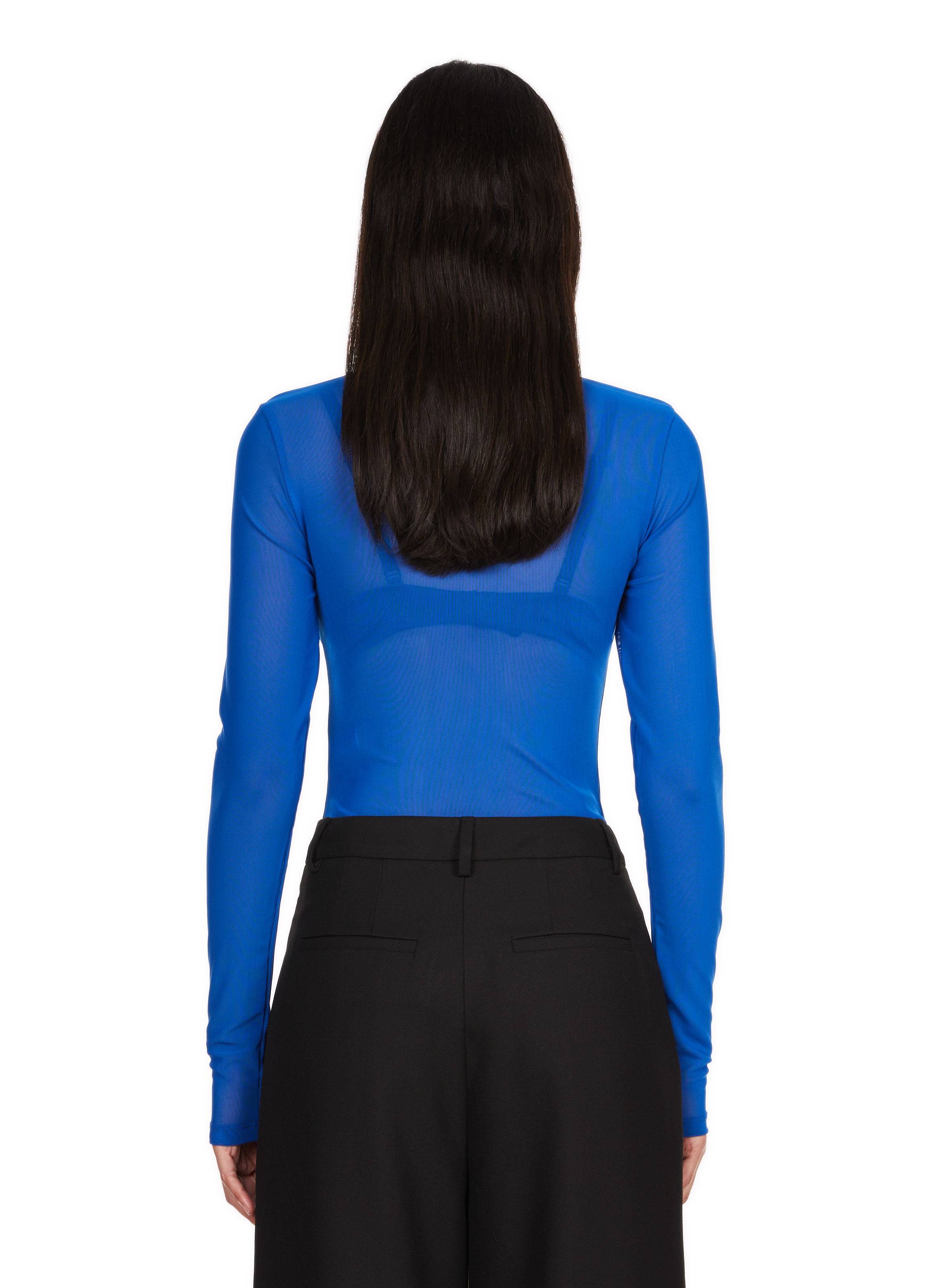 Long-sleeved printed mesh bodysuit SAISON 1865 Blue