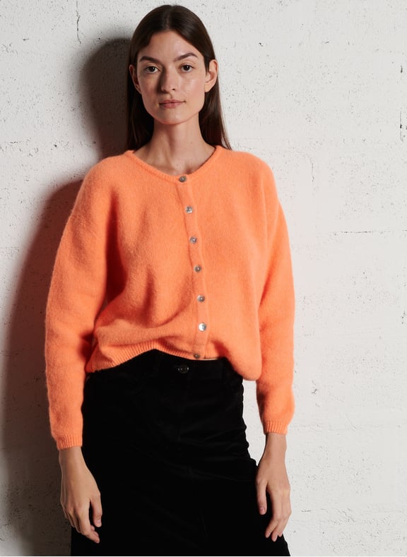 Gilet ample col rond en laine mélangée vitow Orange by AMERICAN VINTAGE AMERICAN VINTAGE Gilet ample col rond en laine mélangée vitow Orange