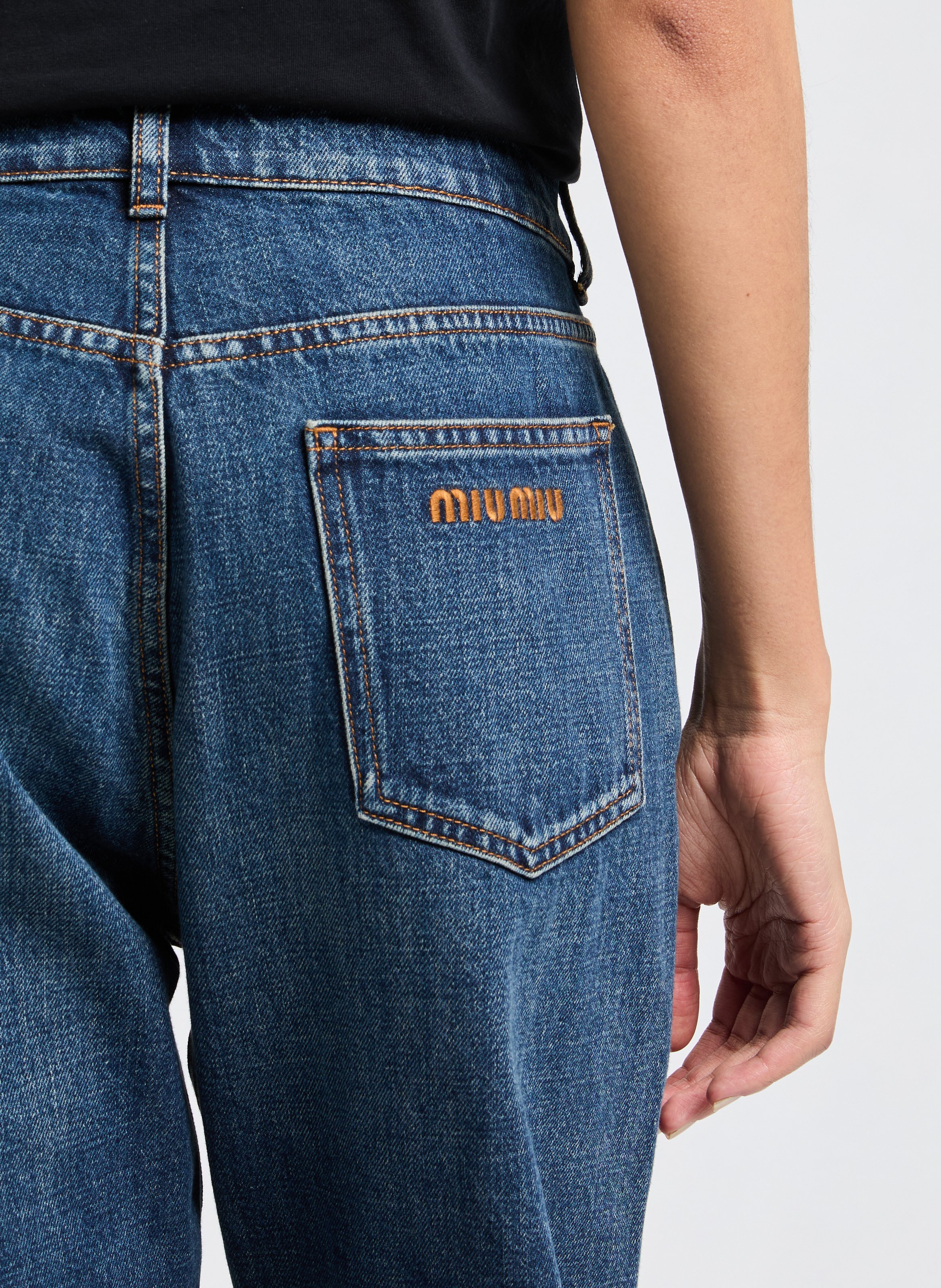 Jean droit en coton  MIU MIU Bleu