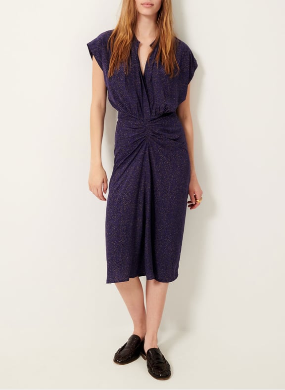 Robe midi cintrée à col mao bellezza Bleu by SESSUN SESSUN Robe midi cintrée à col mao bellezza Bleu