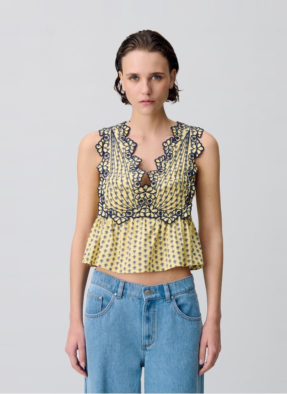Top cintré court en coton Multicolore by CLAUDIE PIERLOT CLAUDIE PIERLOT Top cintré court en coton Multicolore