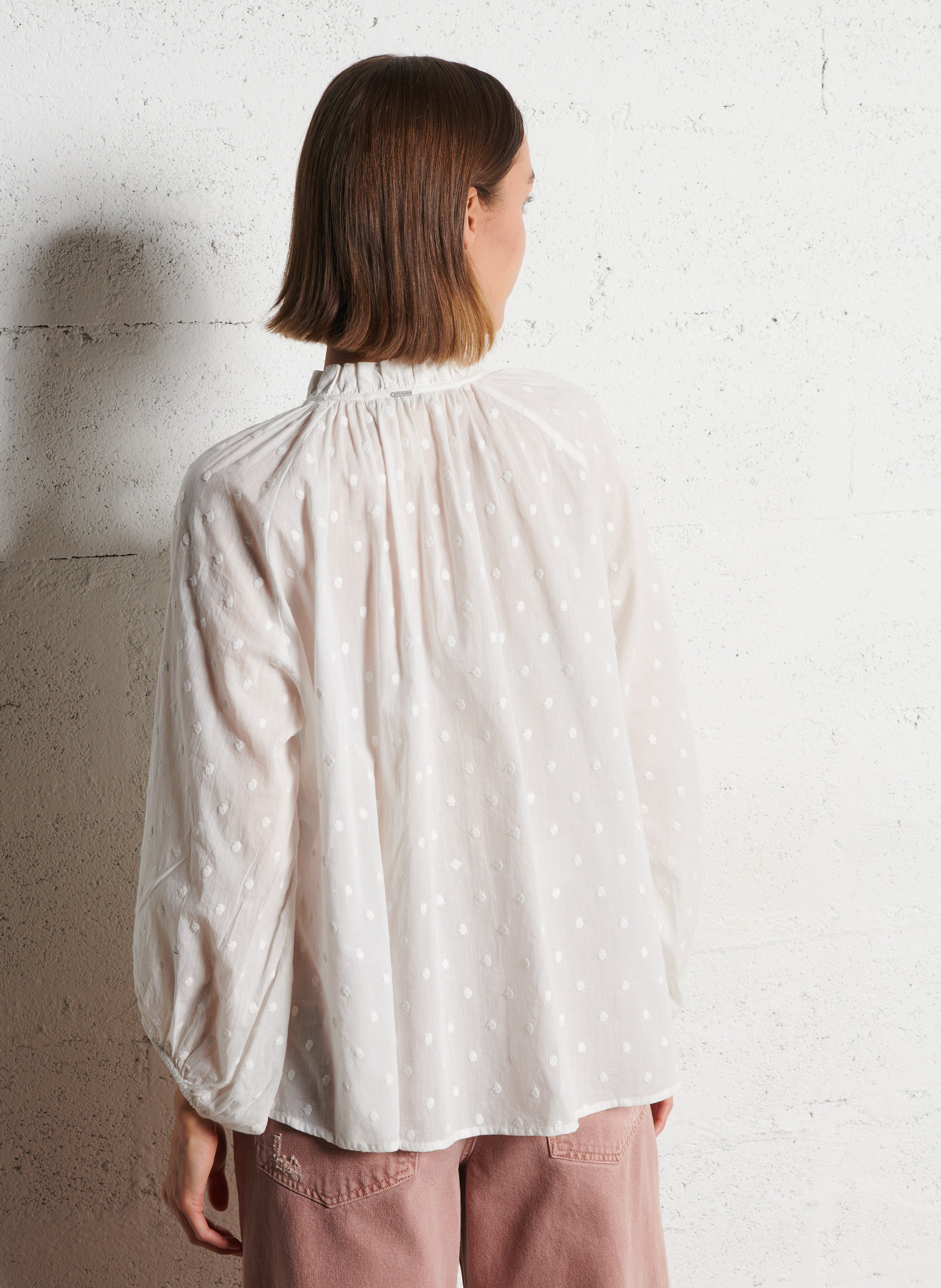 Blouse oversize en coton à motif IKKS Blanc
