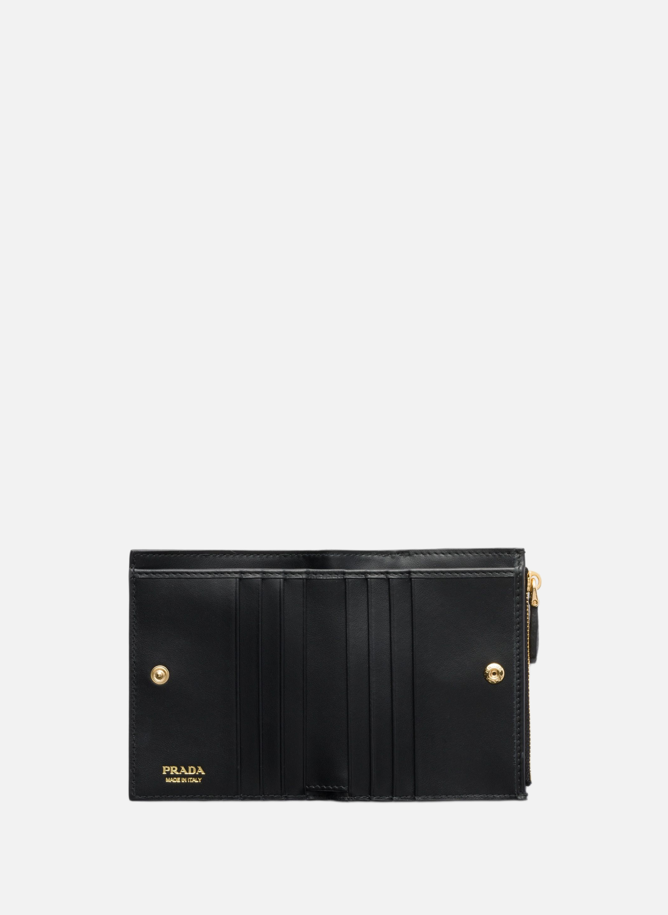 Petit portefeuille en cuir PRADA Noir