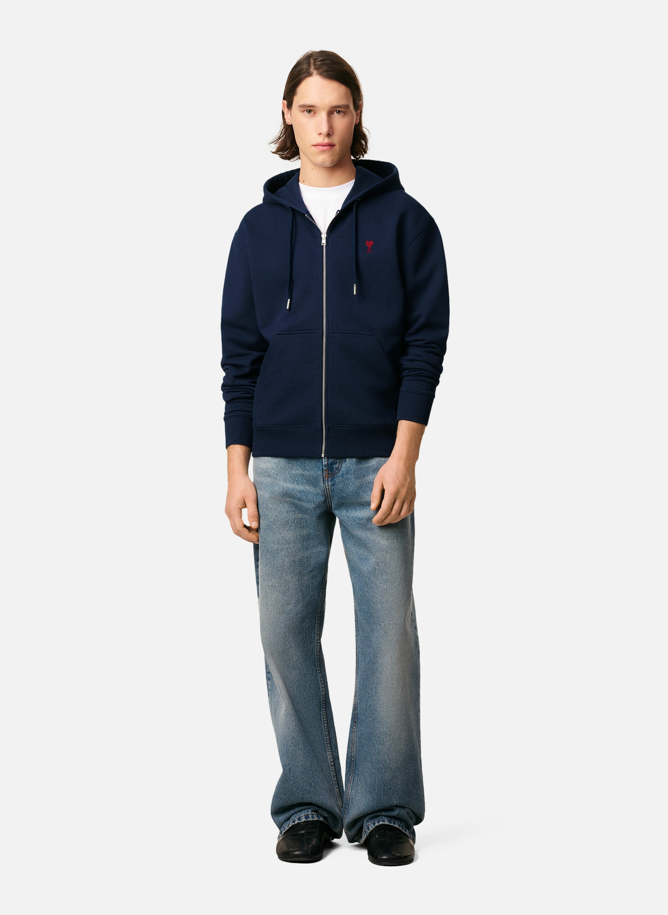 Hoodie zippé ami de coeur rouge unisexe AMI PARIS Bleu