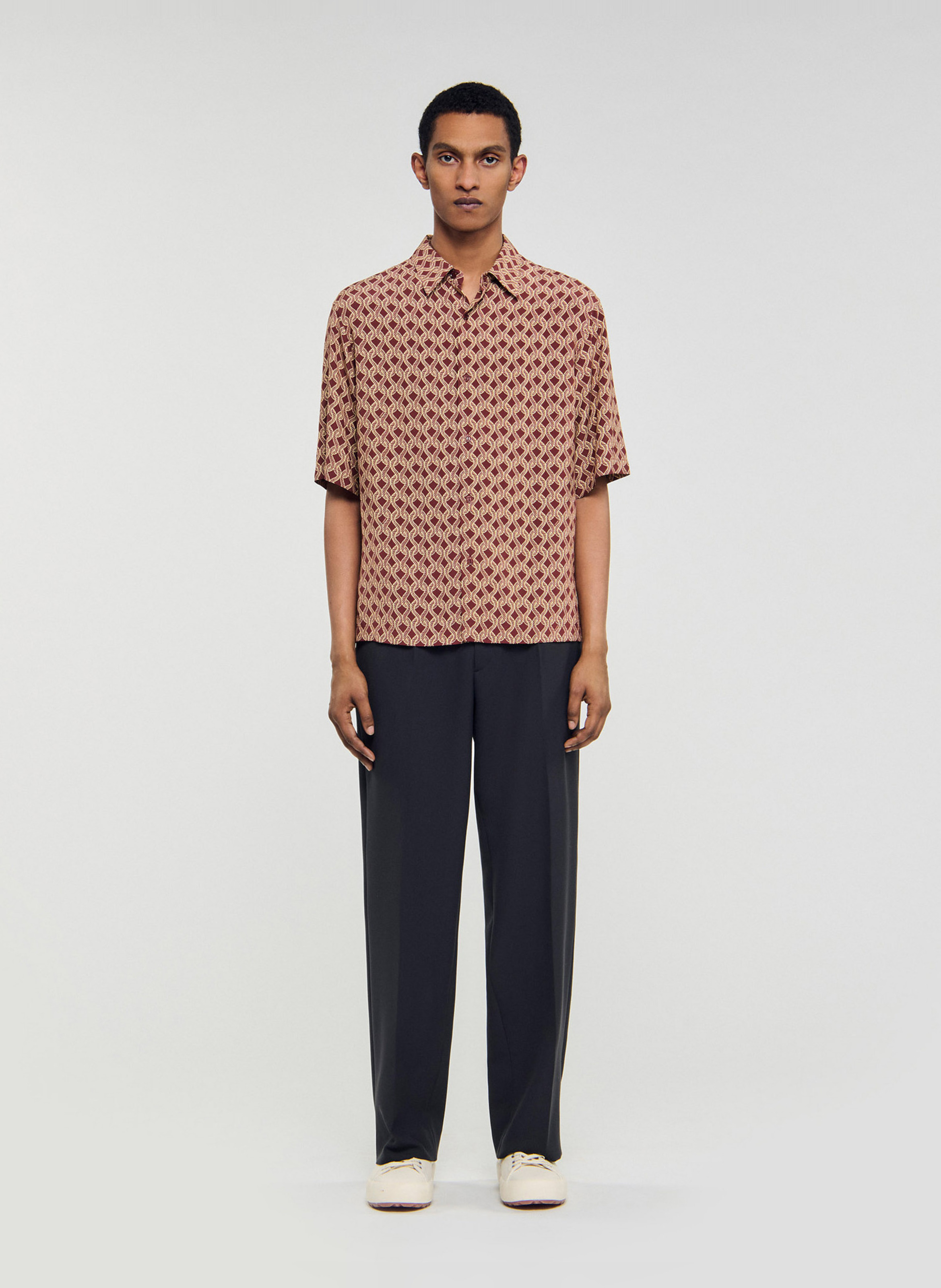 Chemise col classique imprimé SANDRO Marron