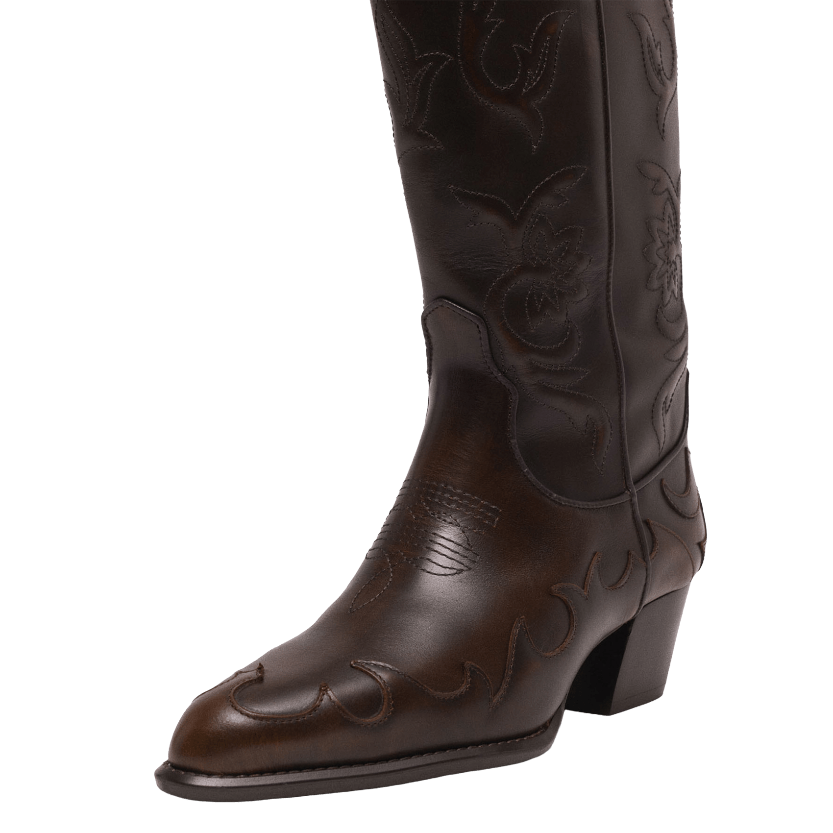 Bottes santiag en cuir MAJE Marron